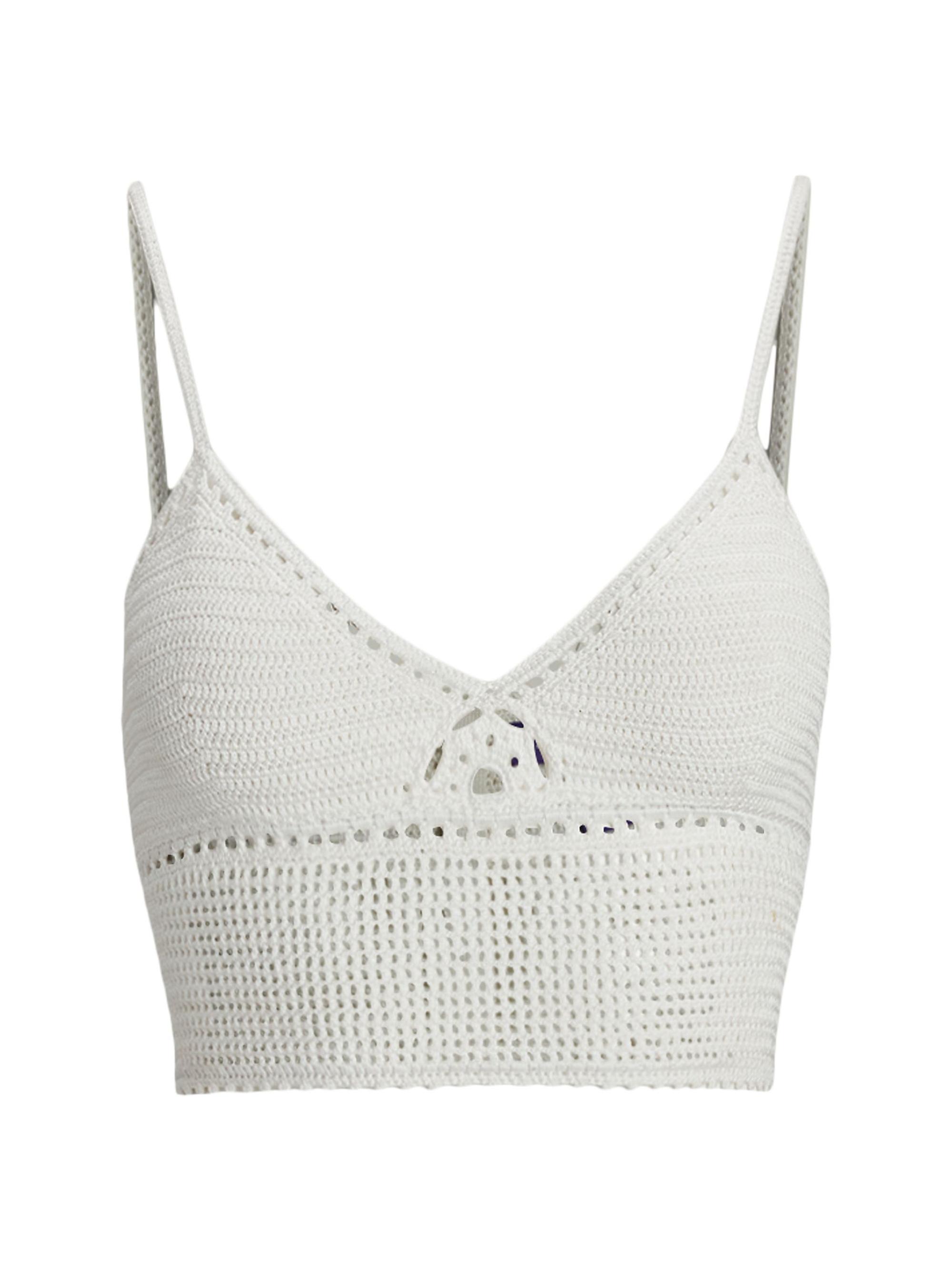Ralph Lauren Collection Women's Crochet-Knit V-Neck Bralette Top - White