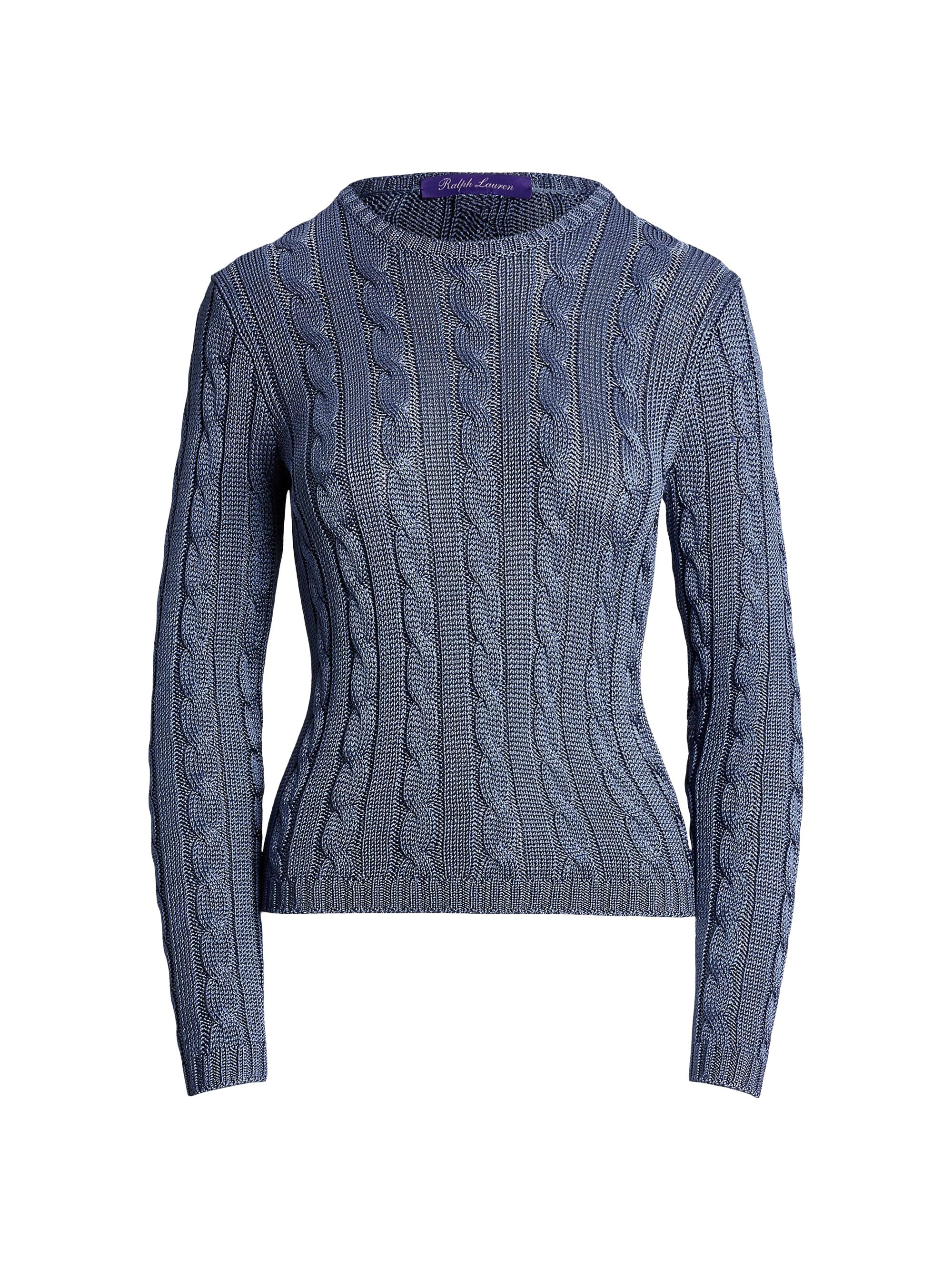 Ralph Lauren Collection Women's Crewneck Cable-Knit Silk Sweater - Cornflower