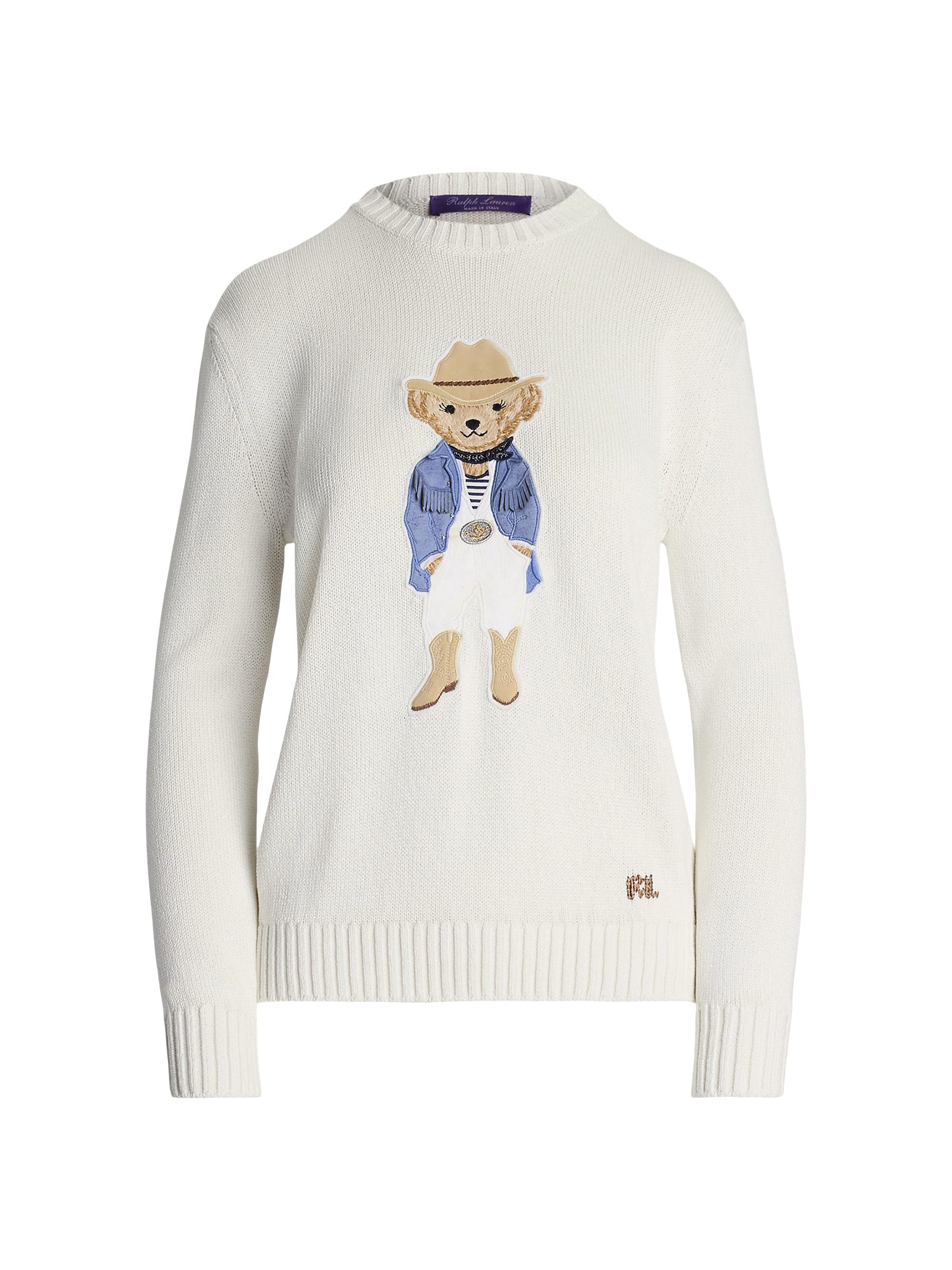 Ralph Lauren Collection Women's Hamptons Spring Polo Bear Lofty Silk Sweater - Cream