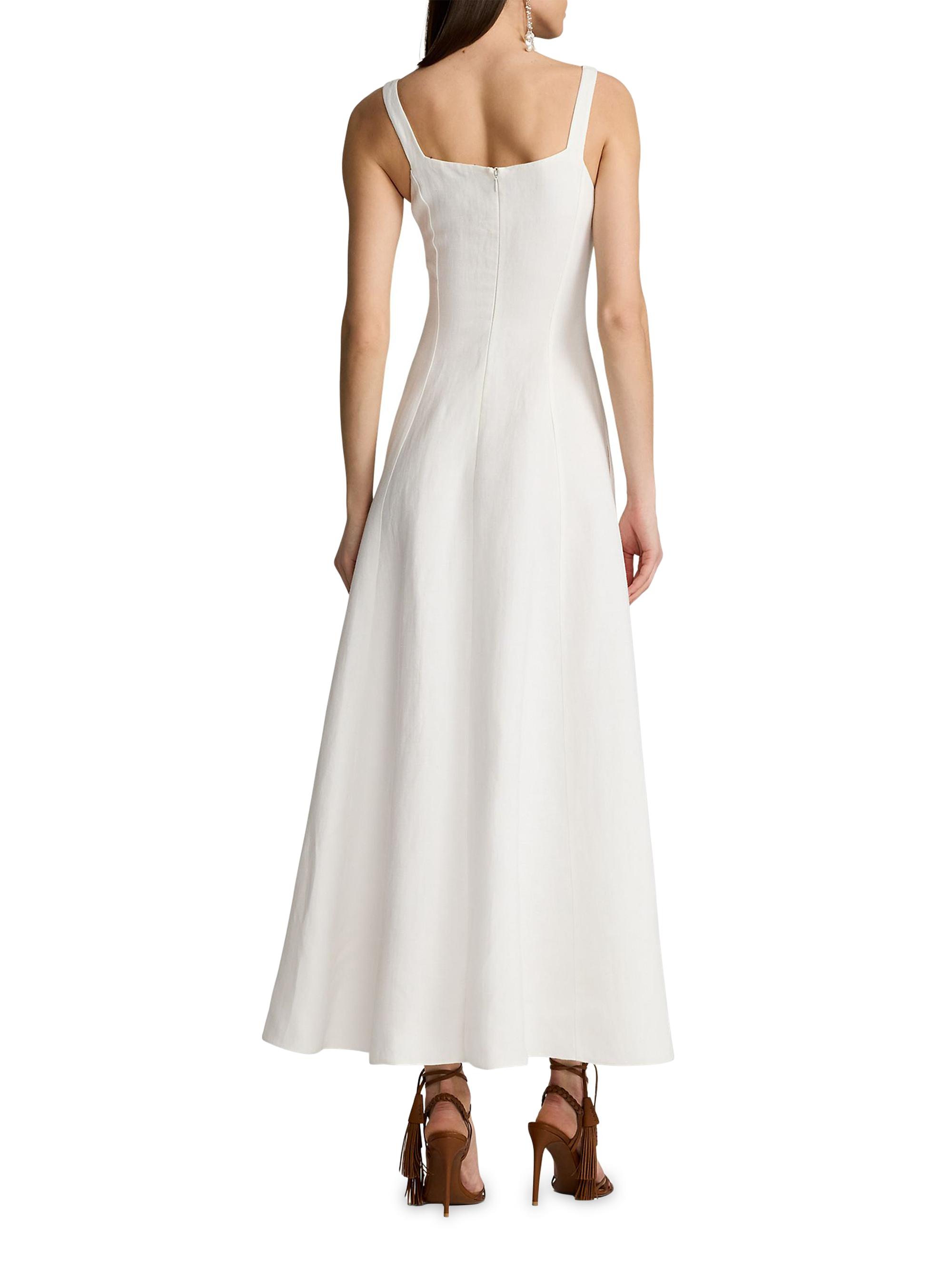chinese dress ladies Linen Blend Sleeveless Square Neck Dress | Fit and Flare main image 1