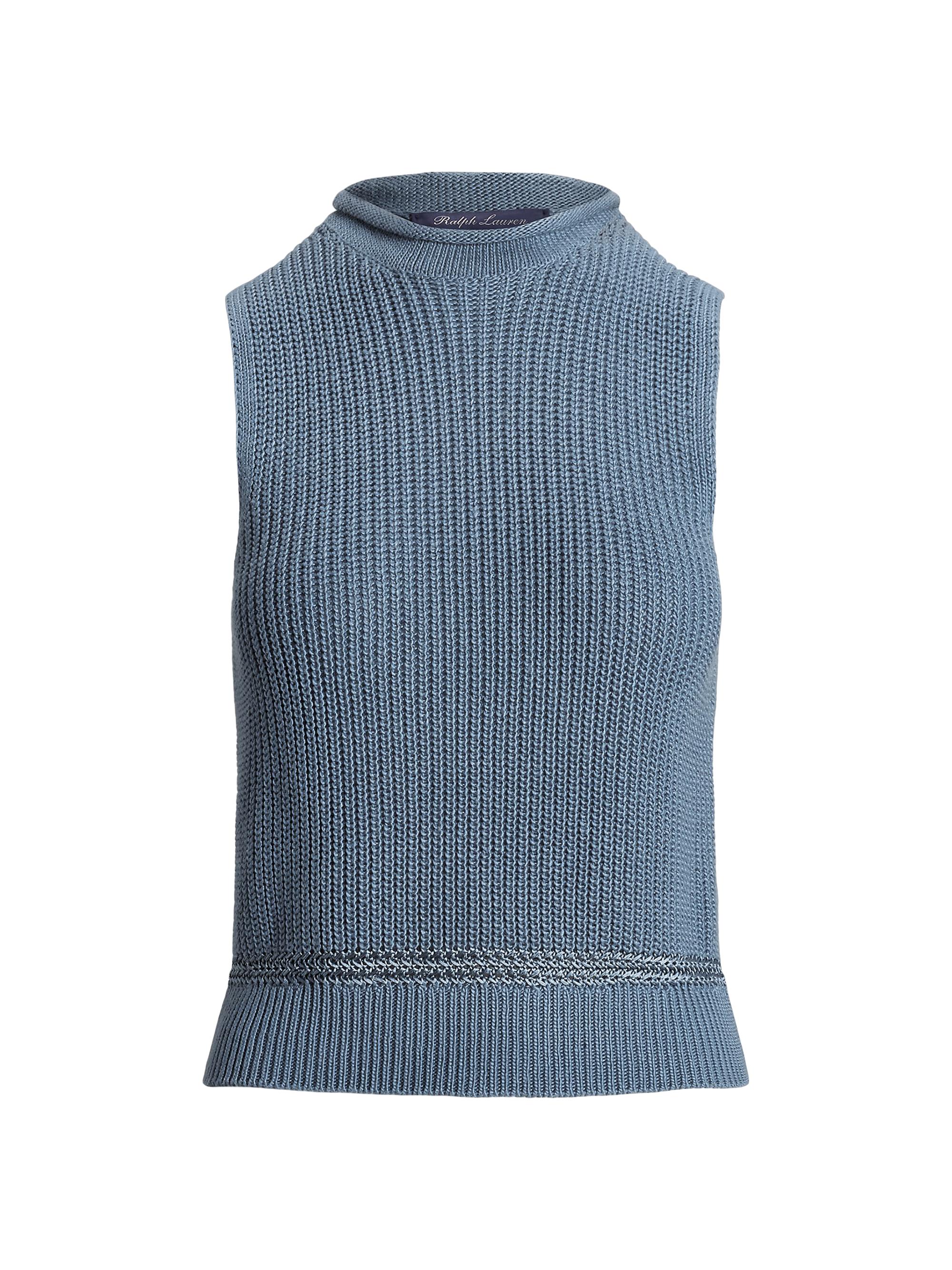 Ralph Lauren Collection Women's Rollneck Sleeveless Silk Sweater - Cornflower