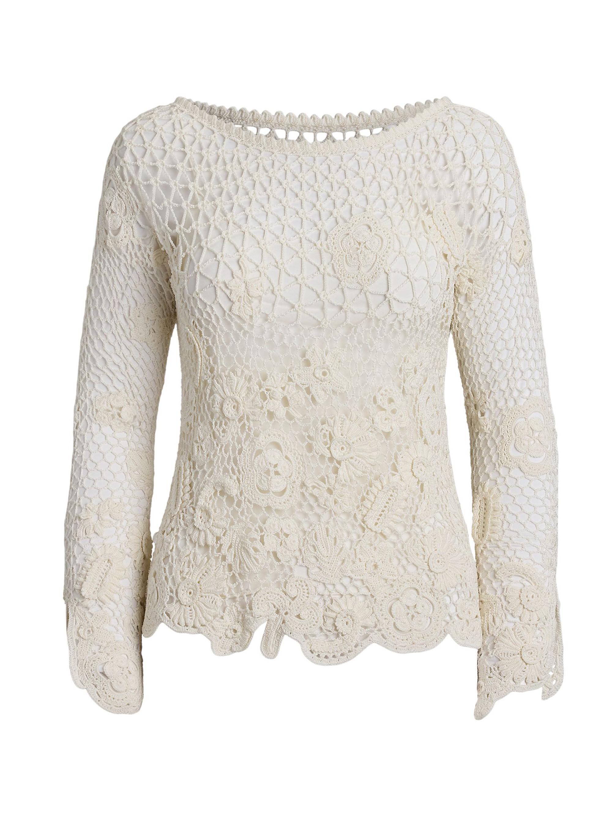 Ralph Lauren Collection Women's Floral Cotton Crochet Top - Lux Cream