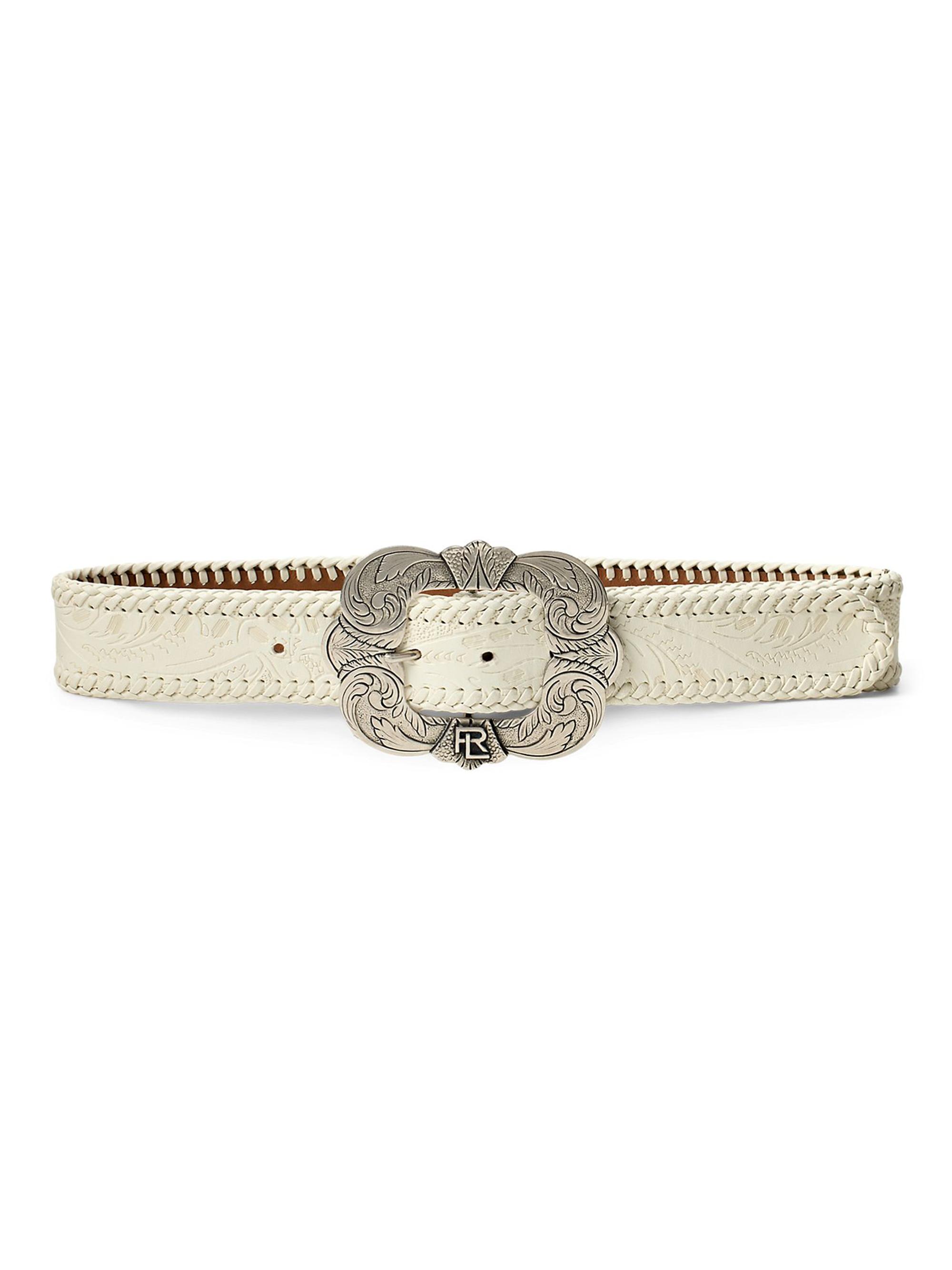 Ralph Lauren Collection Women's Leather Buckle Belt - Lux Cream