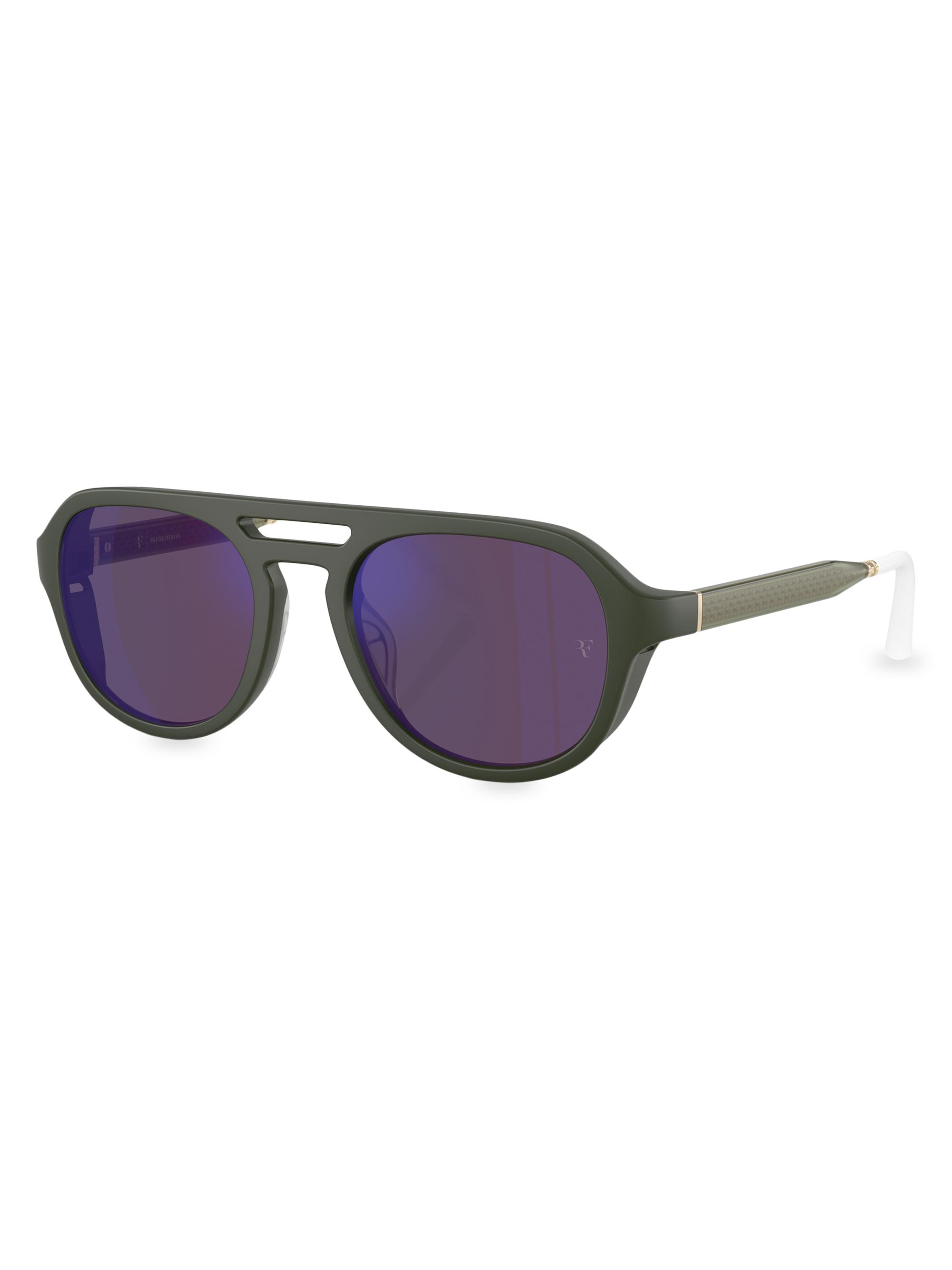 Oliver Peoples Roger Federer Men's Oliver Peoples X Roger Federer 52MM Aviator Sunglasses - Green Purple