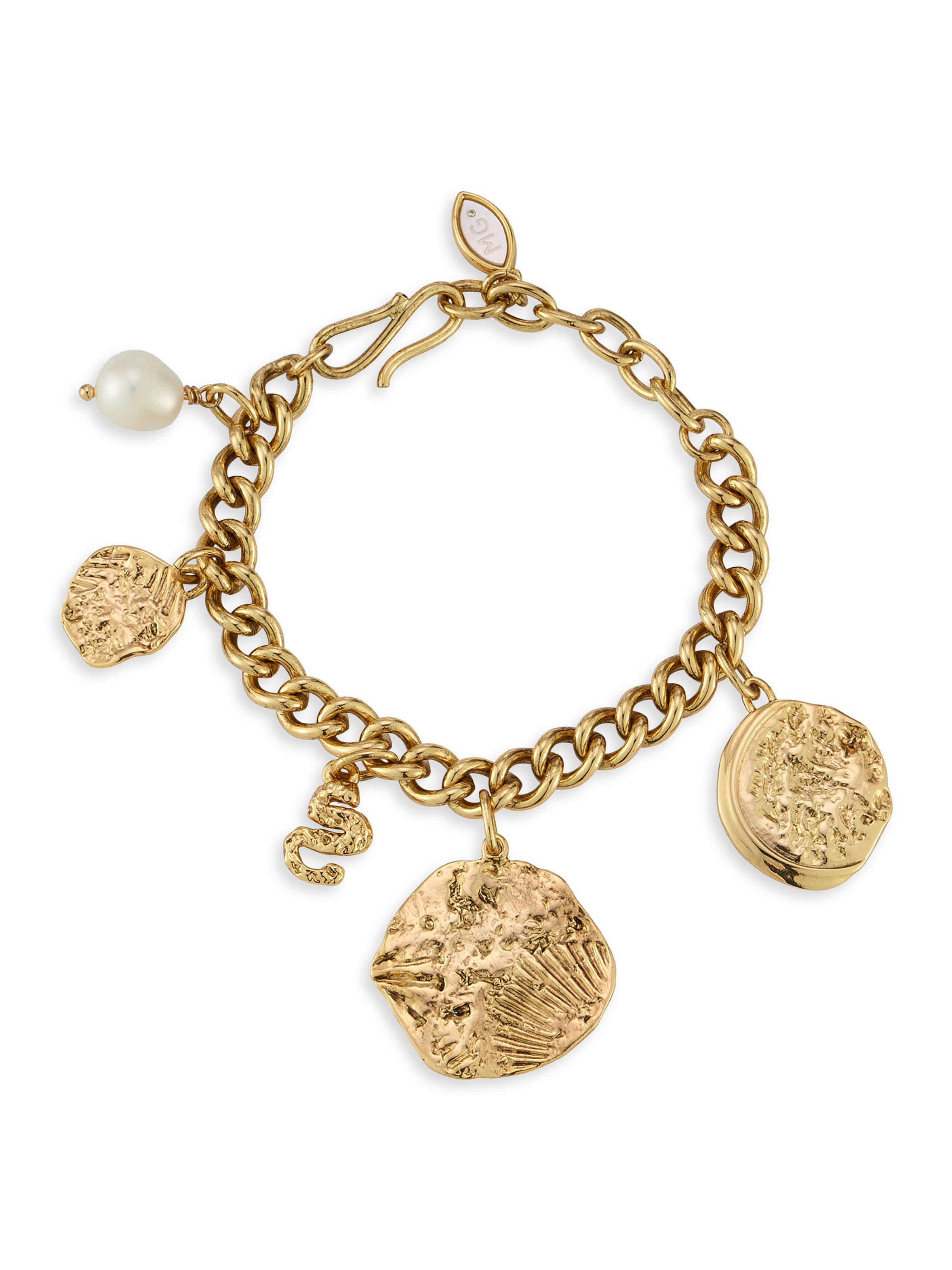 Mignonne Gavigan Women's Carmen 14K-Gold-Plated & Cultured Freshwater Pearl Charm Bracelet - Antique Gold