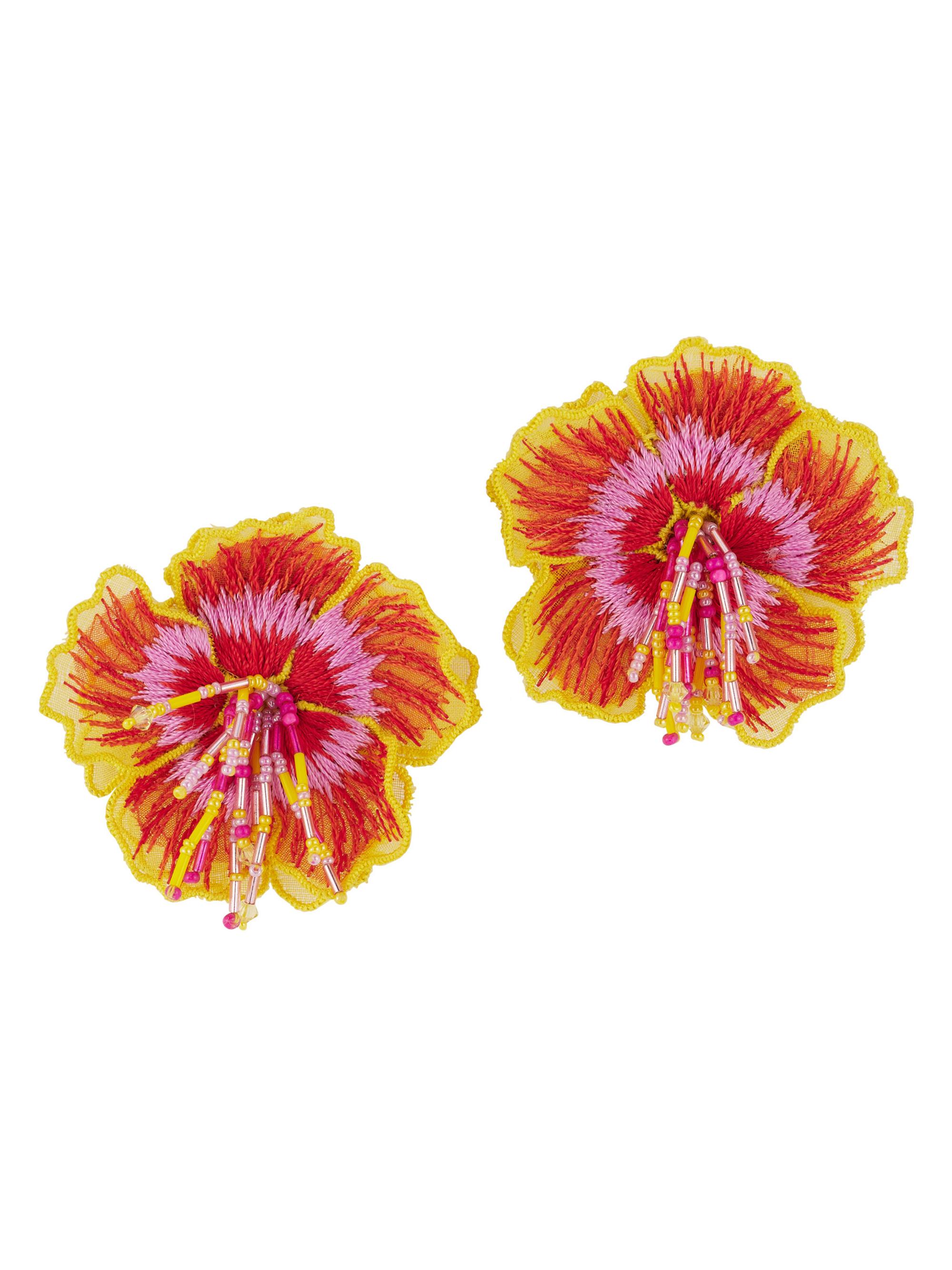 Mignonne Gavigan Women's Esperanza Embellished Silk Stud Earrings - Orange Pink