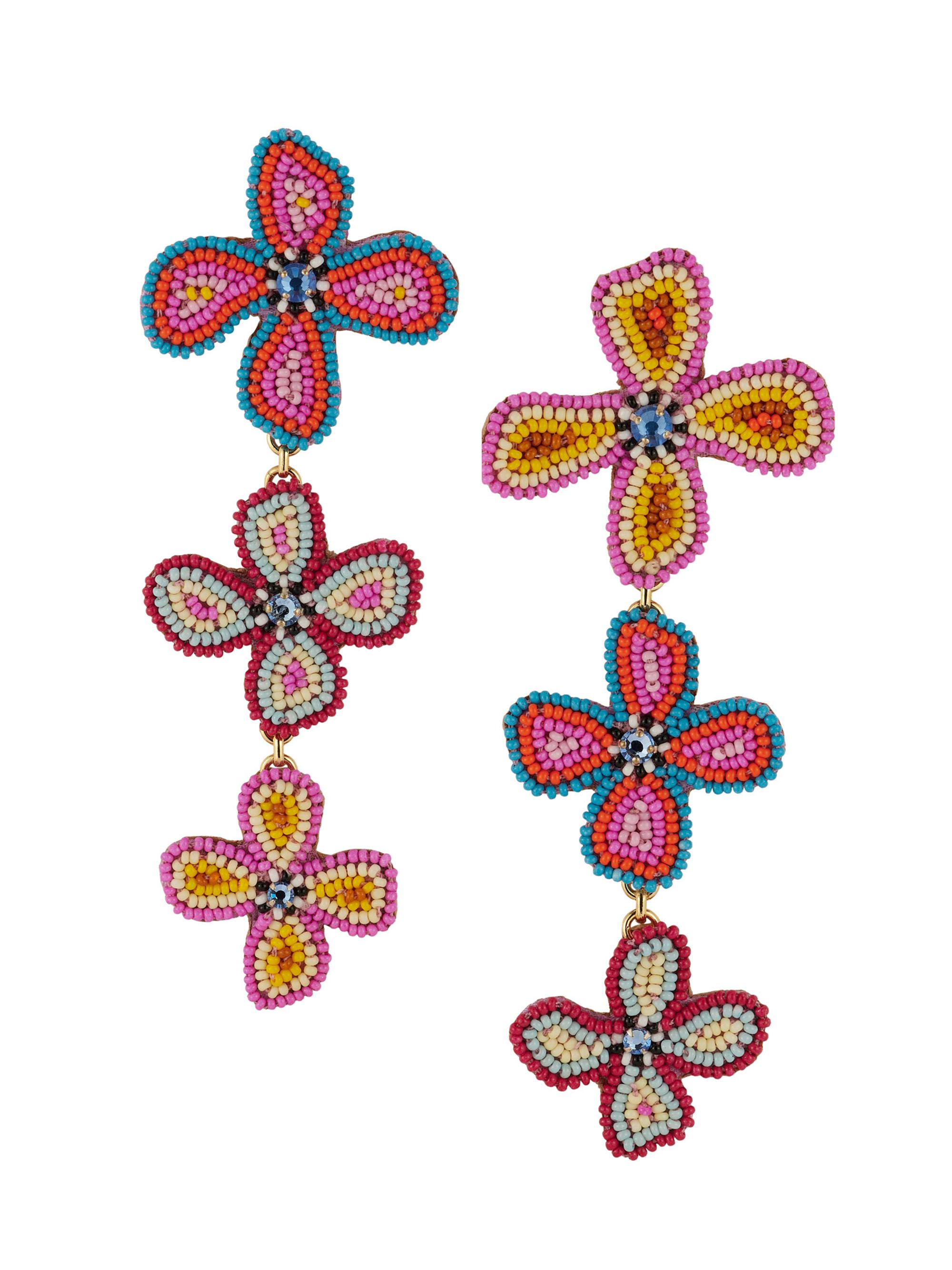 Mignonne Gavigan Women's Palma Beaded Flower Drop Earrings - Pink Multi