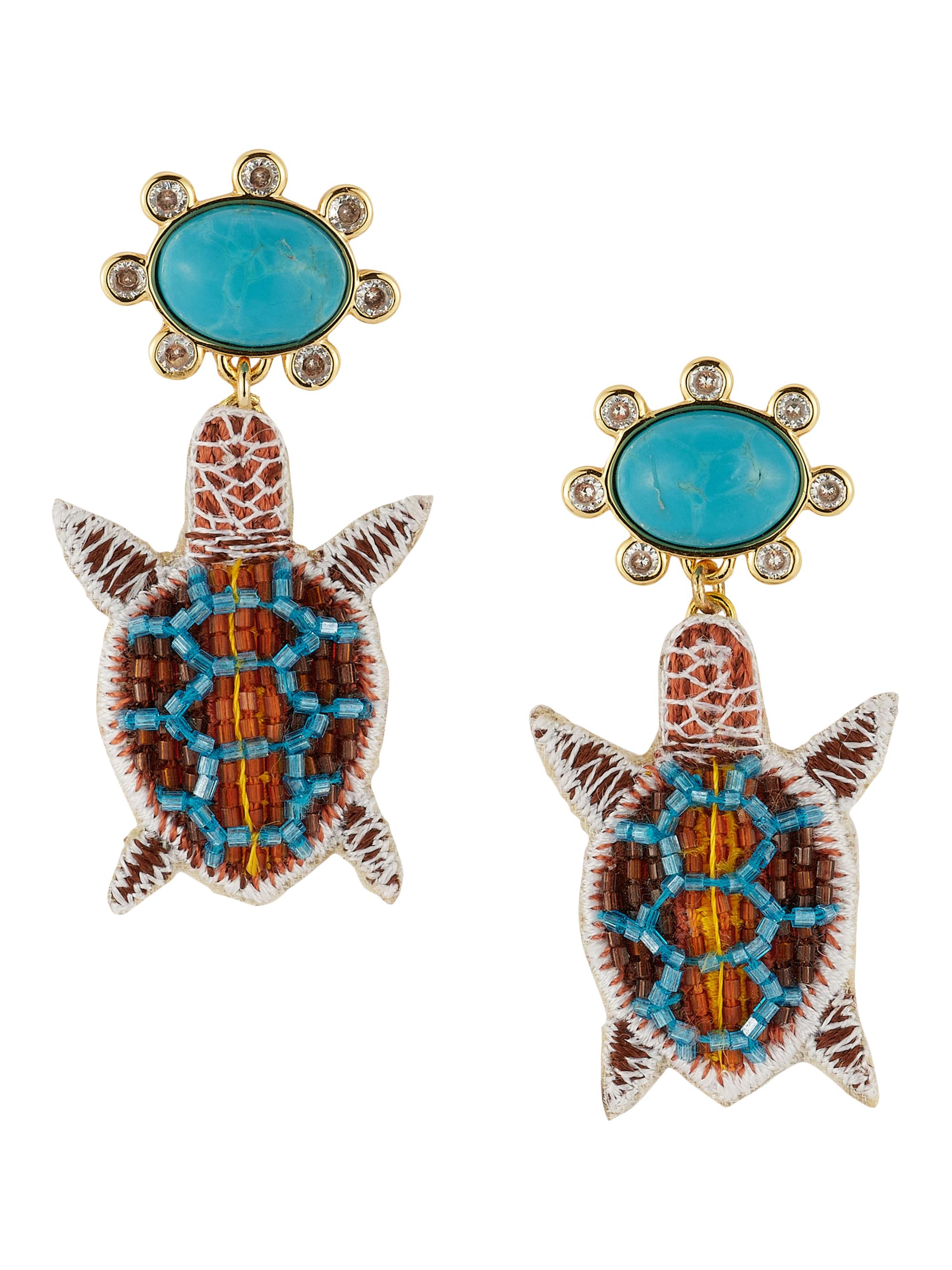 Mignonne Gavigan Women's Tortuga Beaded Turtle Drop Earrings - Blue Multi