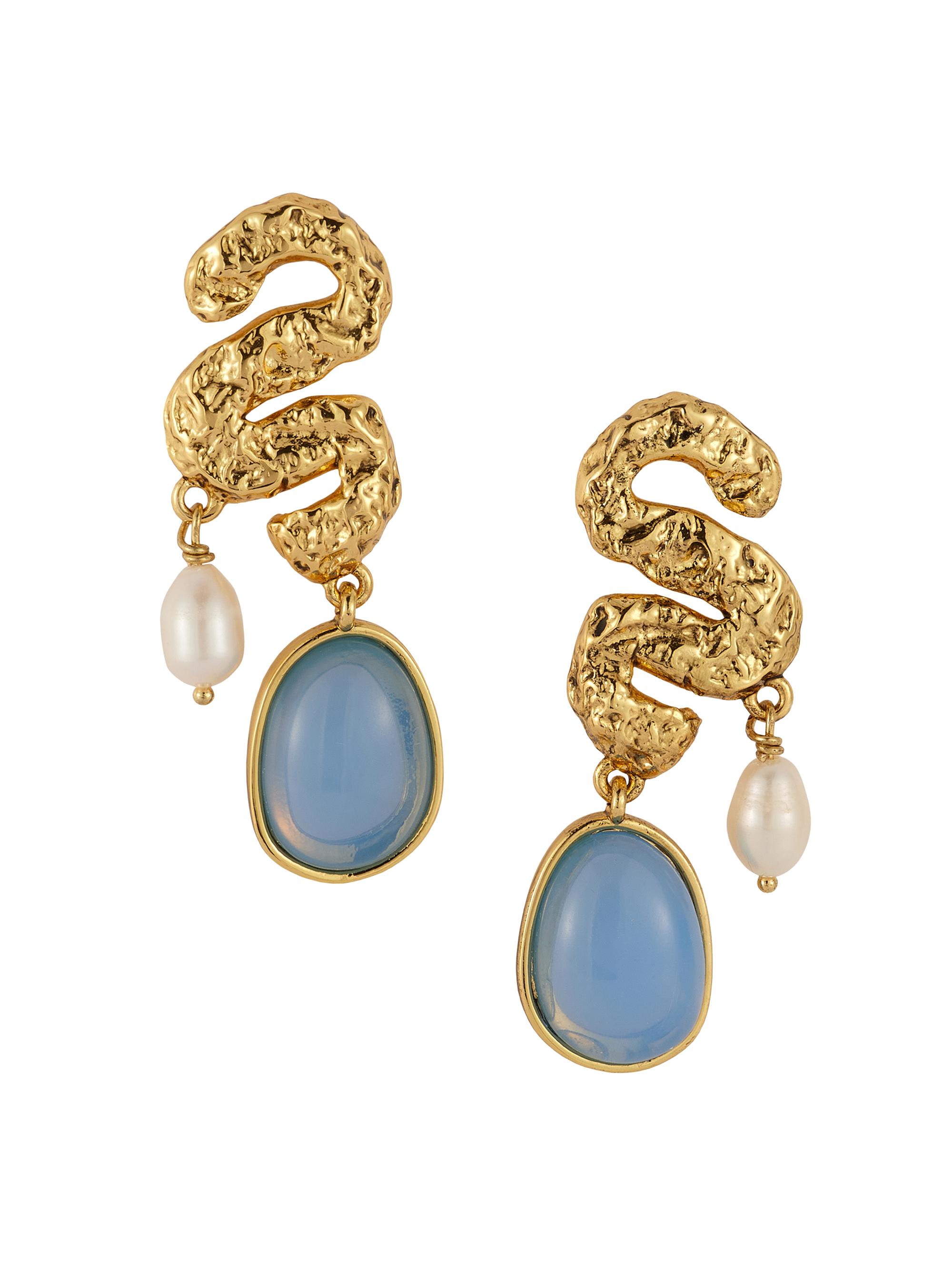 Mignonne Gavigan Women's Noemi 14K-Gold-Plated, Blue Chalcedony & Freshwater Pearl Drop Earrings - Blue Multi