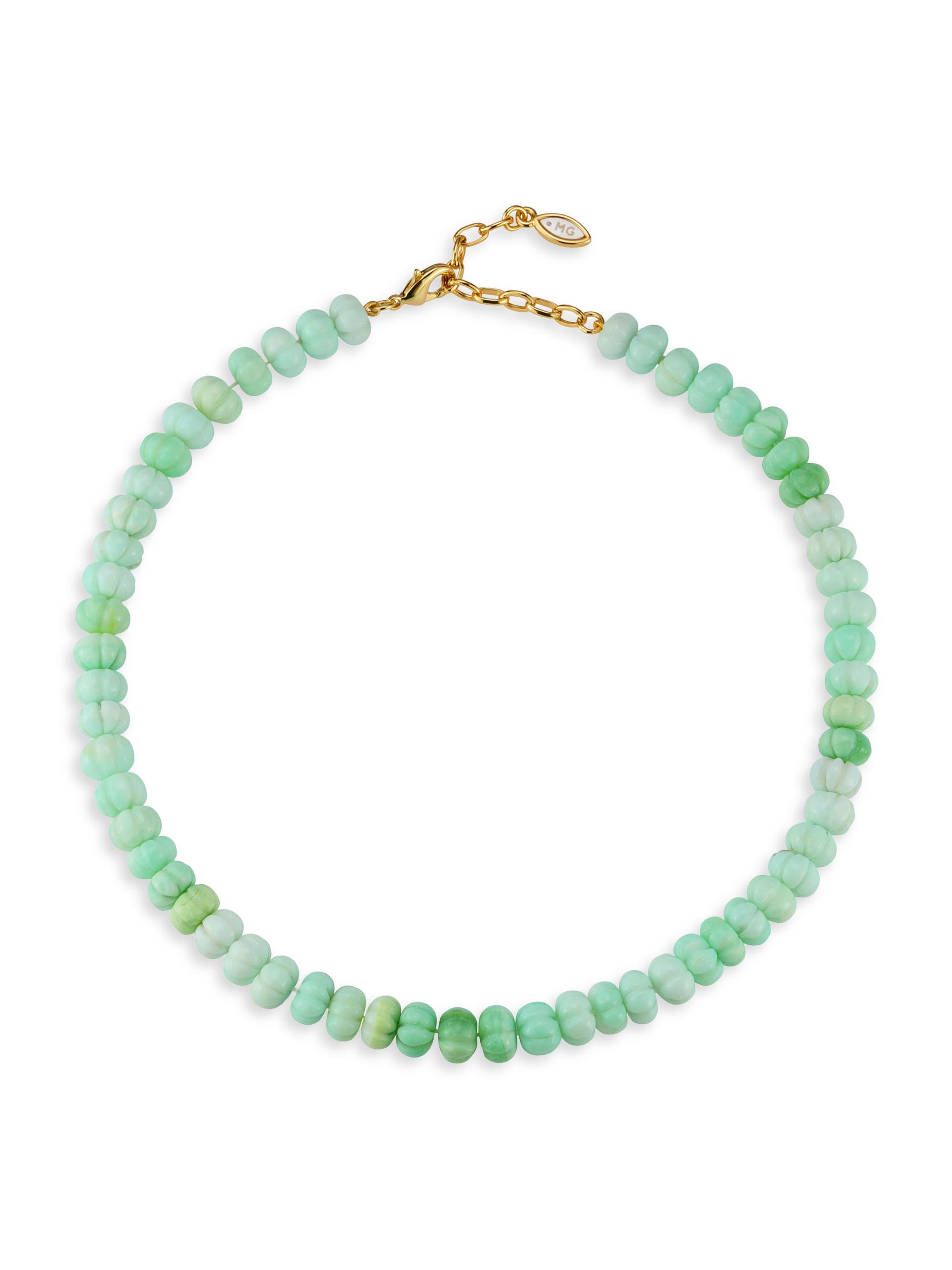 Mignonne Gavigan Women's 14K-Gold-Plated & Carved Opal Beaded Strand Necklace - Green