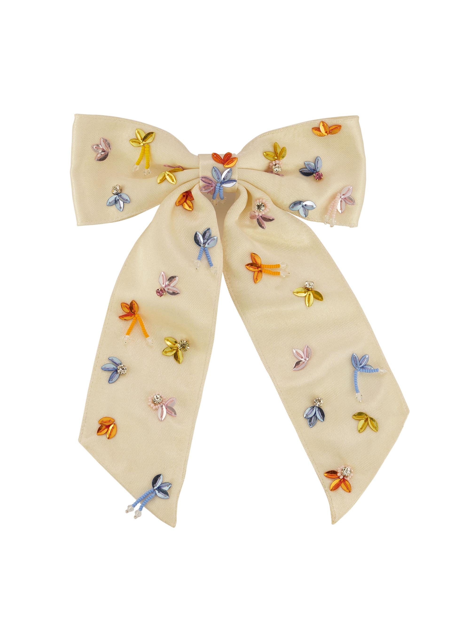 Mignonne Gavigan Women's Paz Embellished Bow Barrette - White Multi