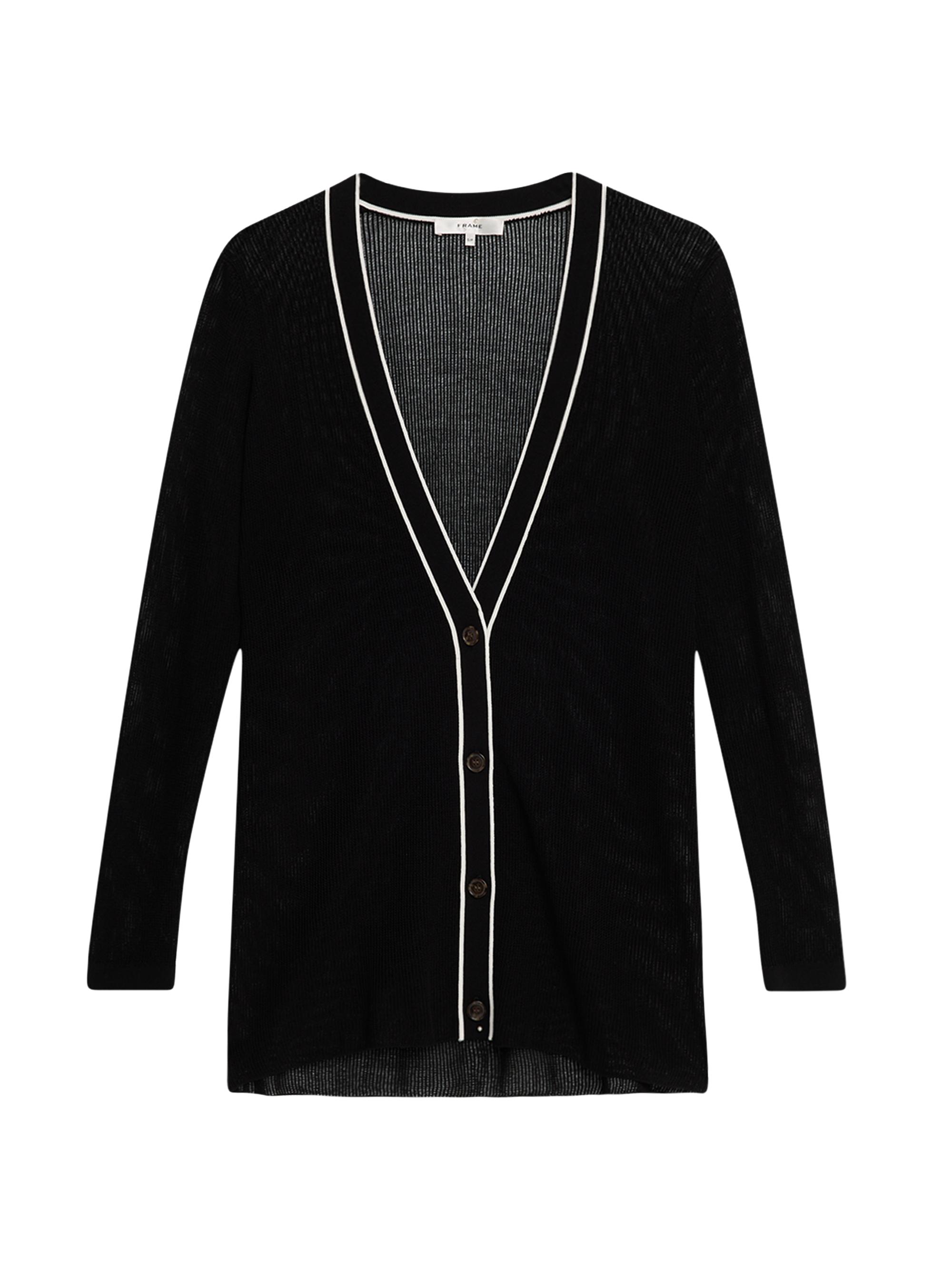 Frame Women's Cotton-Blend Varsity Cardigan - Black Multi