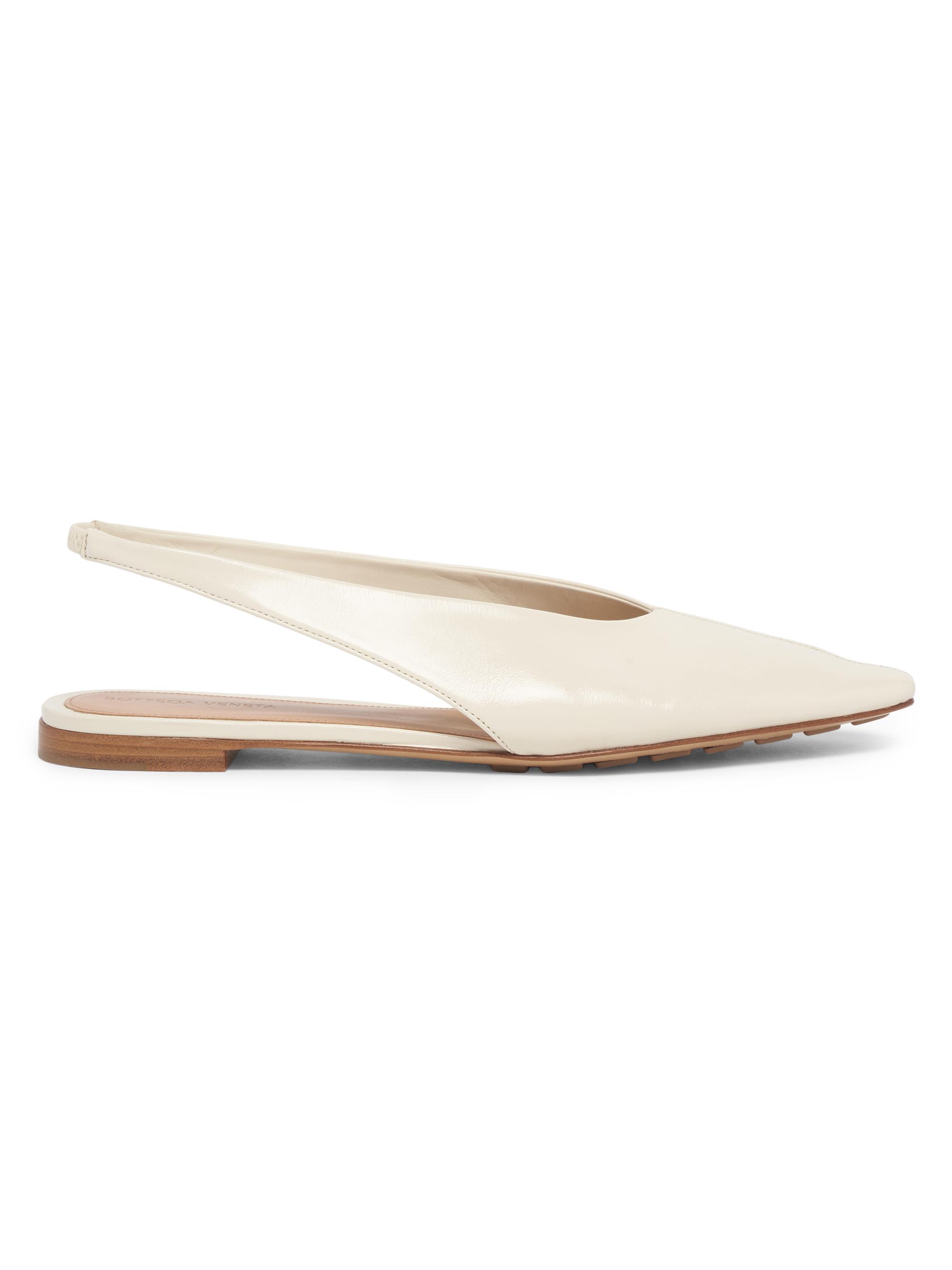 Bottega Veneta Women's Leather Slingback Flats - Sea Salt