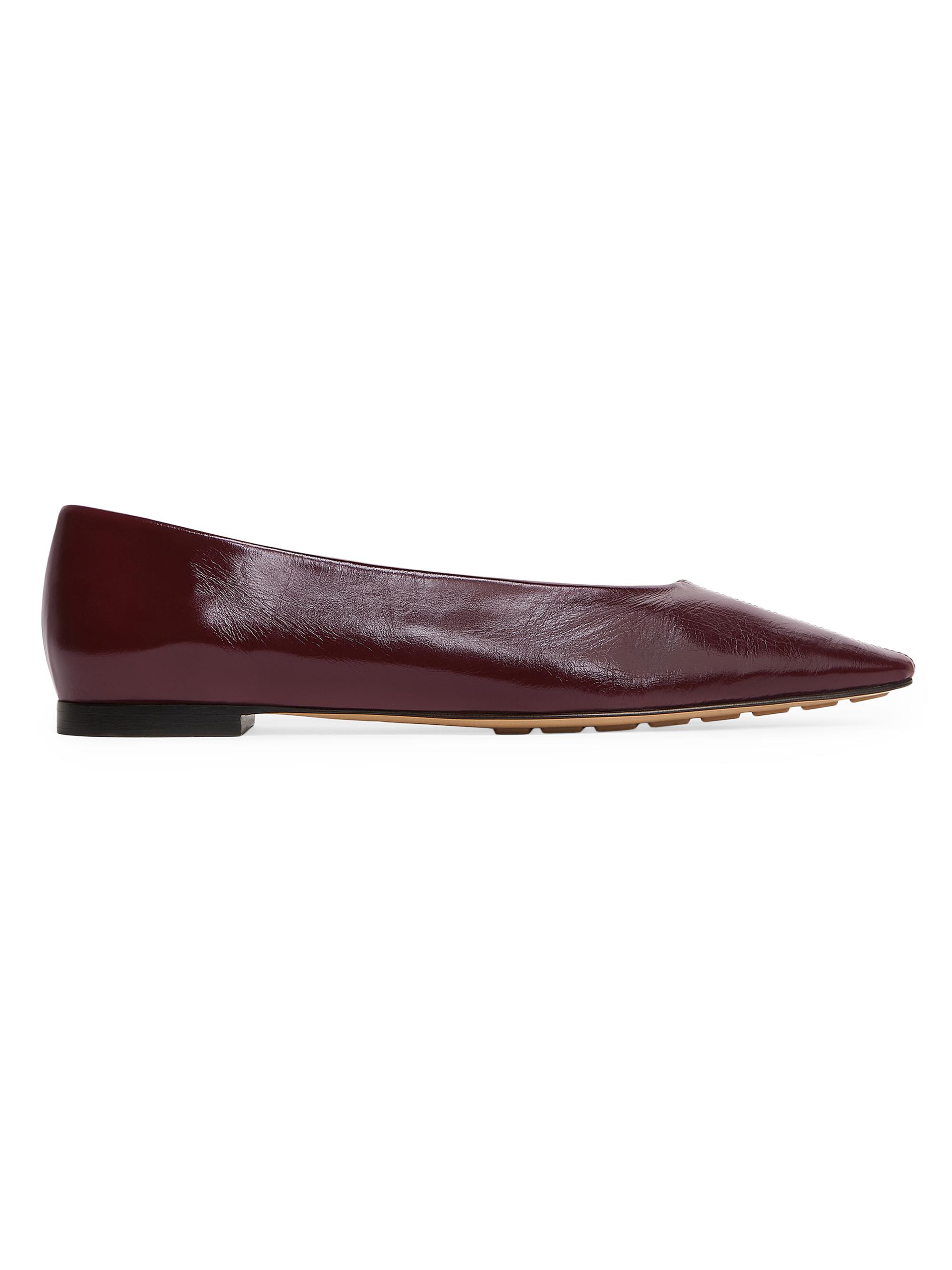 Bottega Veneta Women's Pointed-Toe Patent Leather Ballet Flats - Barolo