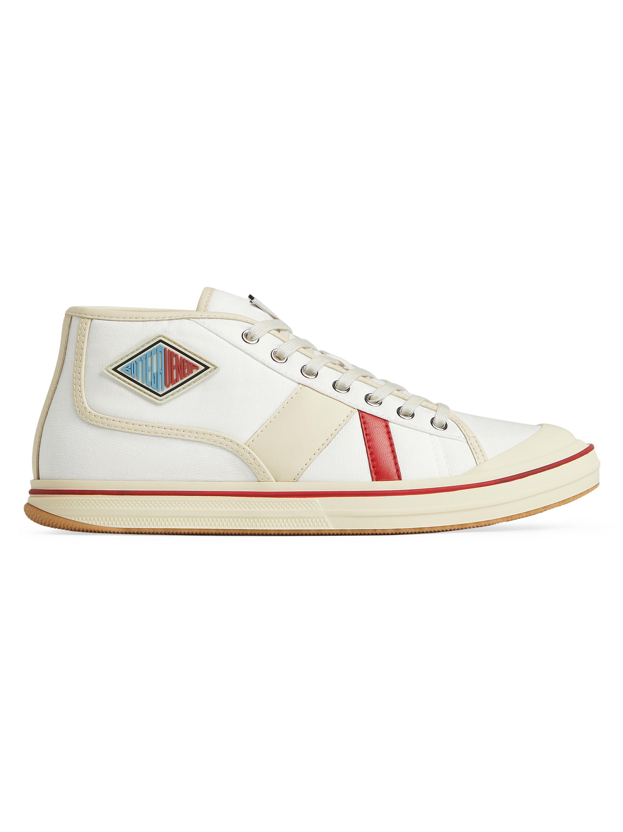 Bottega Veneta Women's Eliot Logo-Detailed Leather & Canvas Sneakers - White Sea Salt