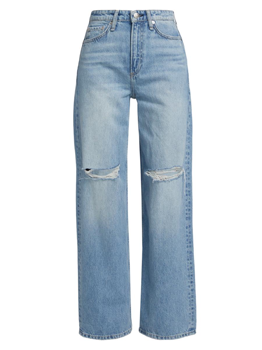 rag & bone Logan Distressed Mid-Rise Wide-Leg Jeans | Saks Fifth Avenue