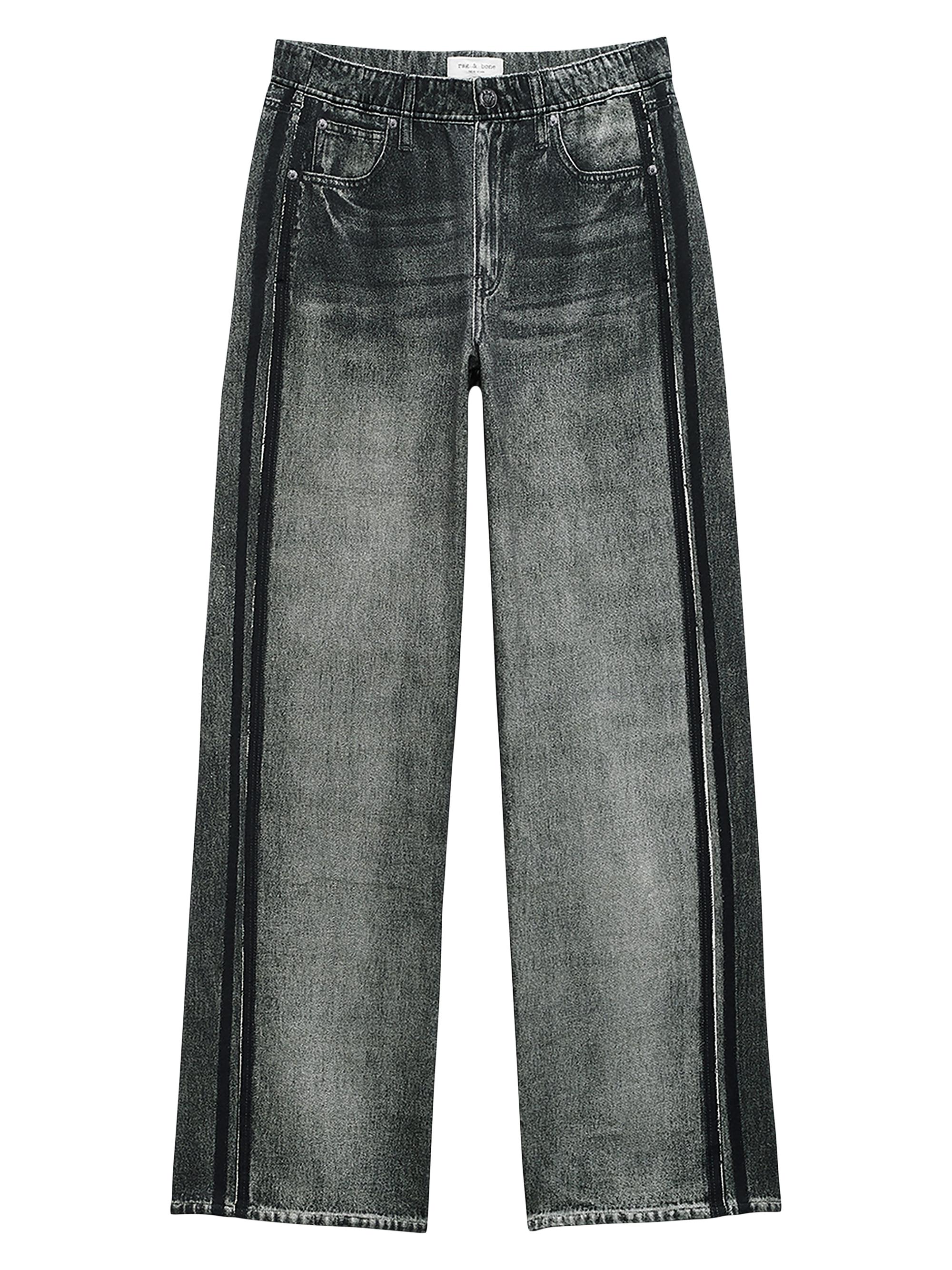 rag & bone Women's rb Miramar Cotton-Terry Wide-Leg Track Pants - Washed Black