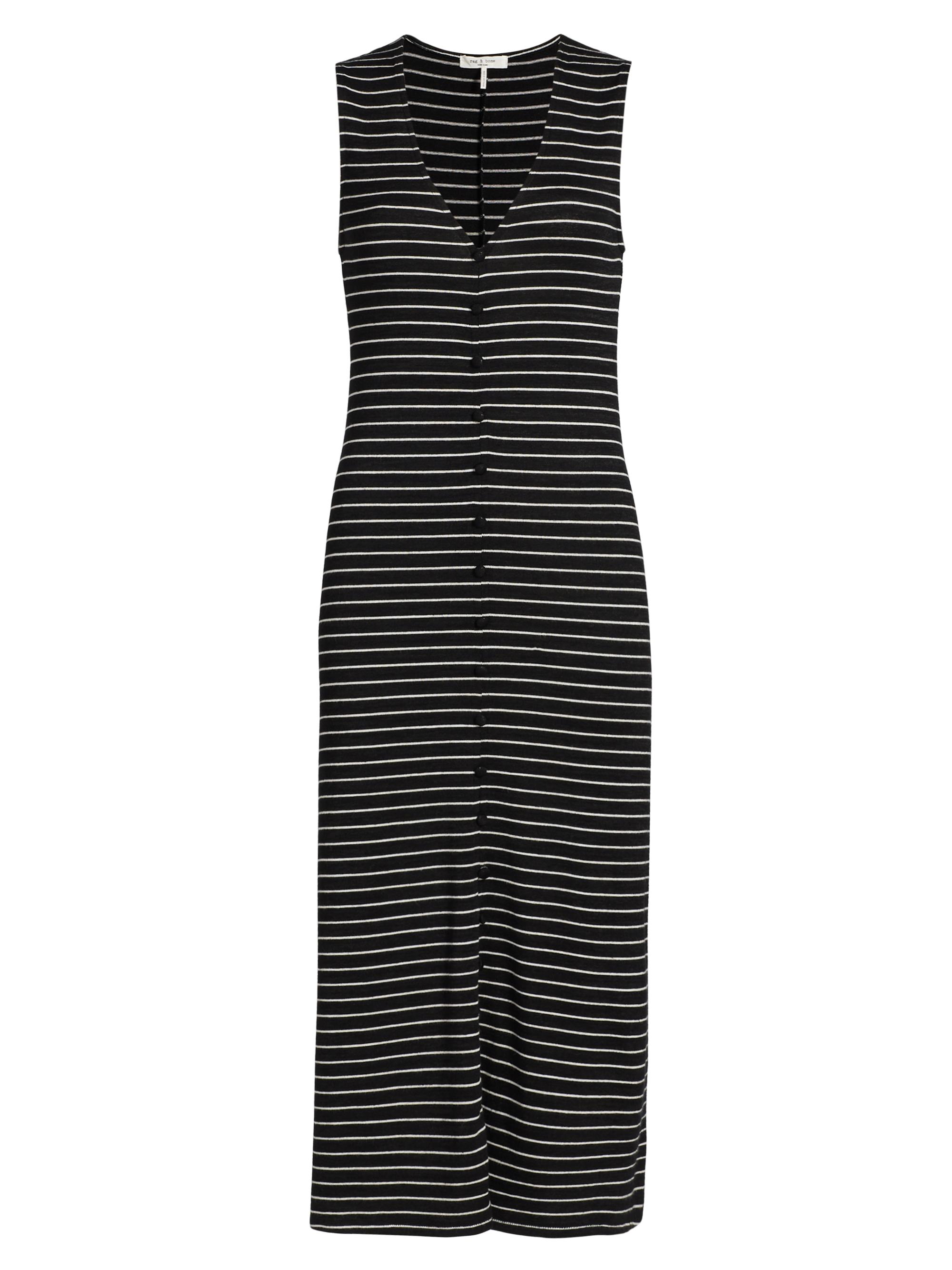 rag & bone Women's The Knit Button-Front Striped Midi-Dress - Black Multi