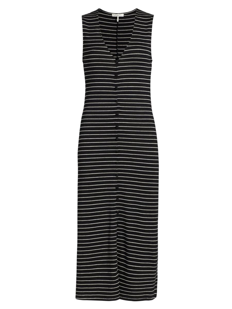Rag & Bone Women's The Knit Button-front Striped Midi-dress In Multi