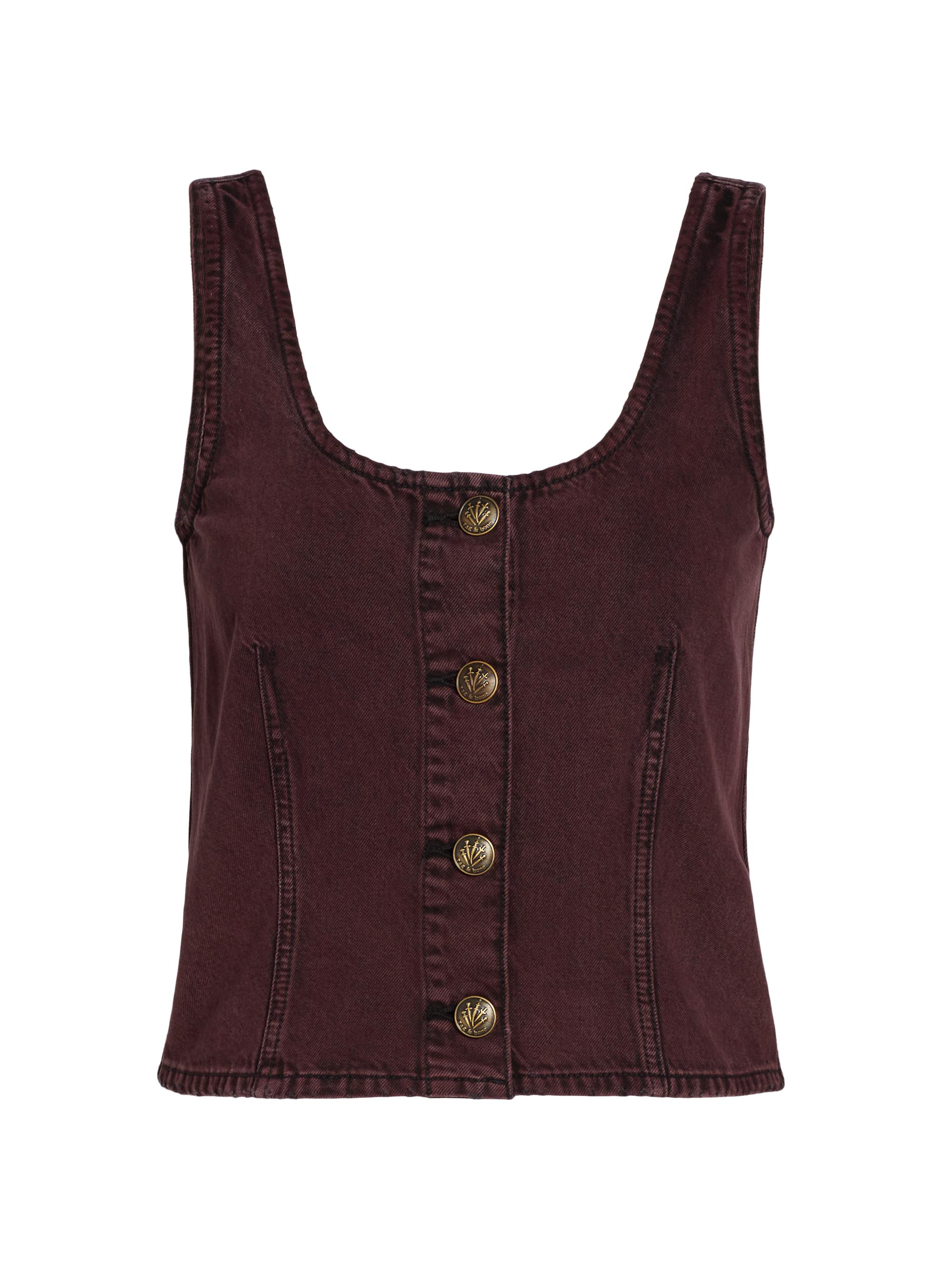 rag & bone Women's Poppy Denim Sleeveless Top - Burnt Burgundy