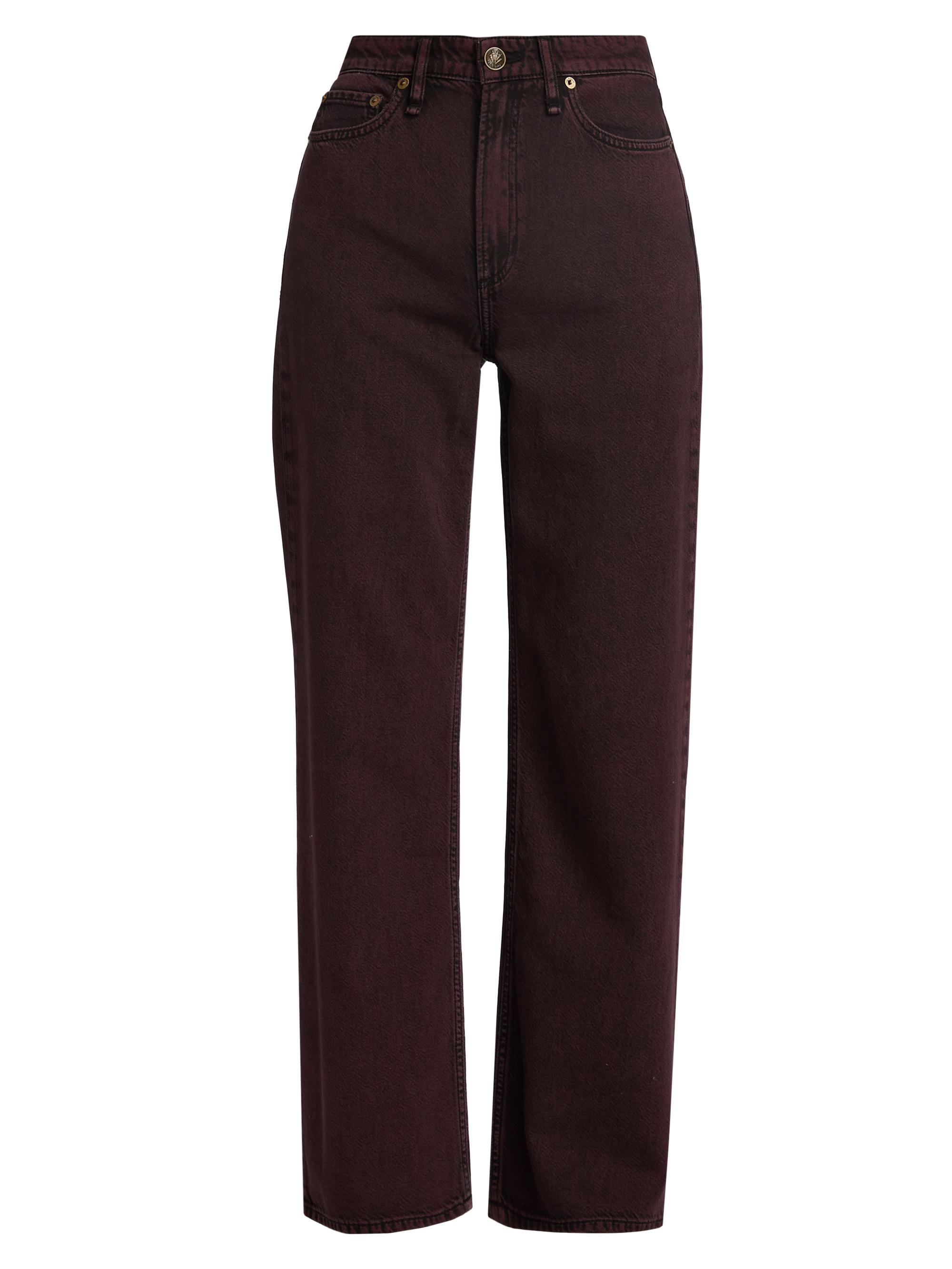 rag & bone Women's Logan Featherweight Mid-Rise Wide-Leg Jeans - Burnt Burgundy