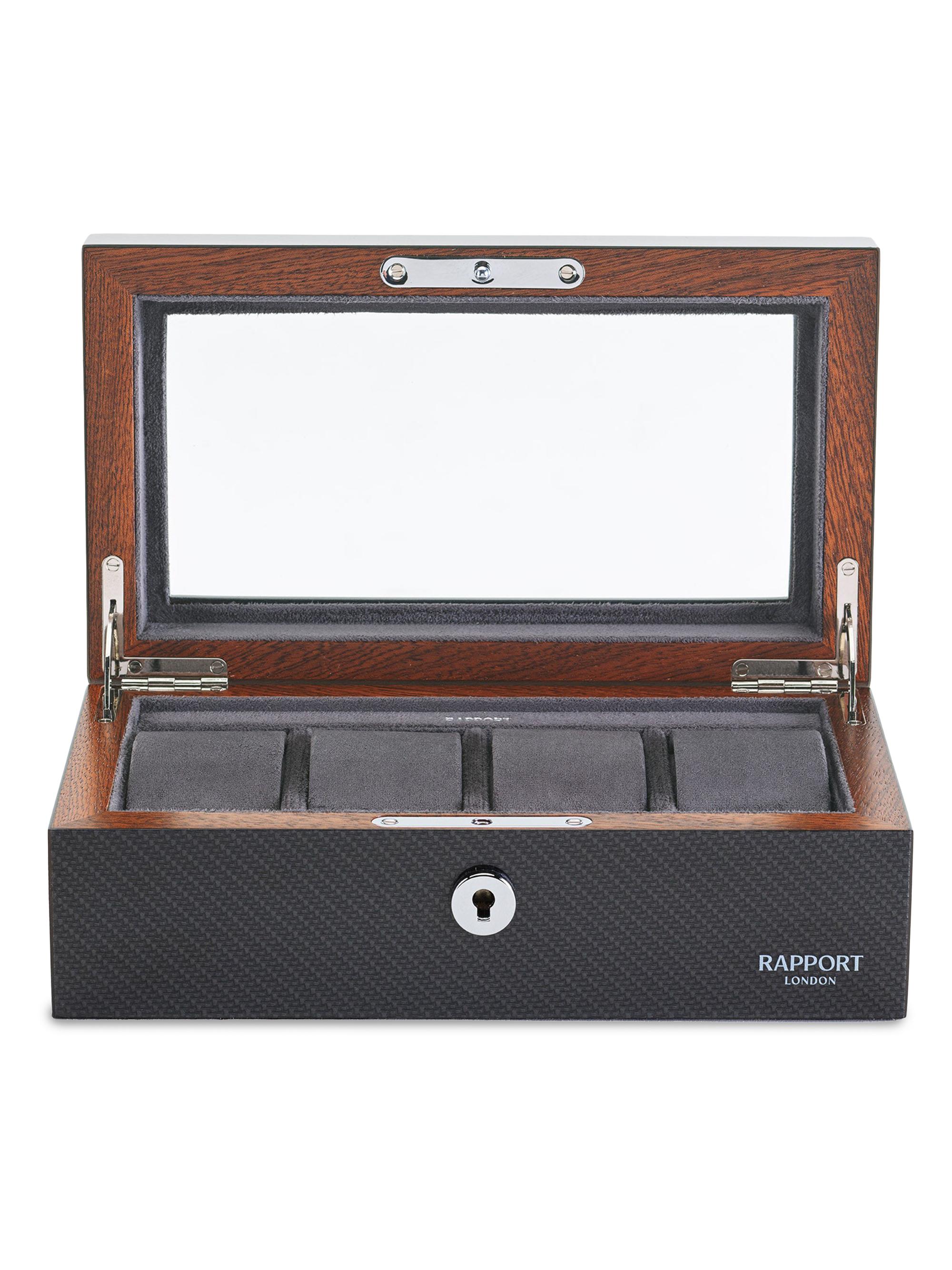 Rapport London Men's Optic Four Watch Box - Carbon Fibre