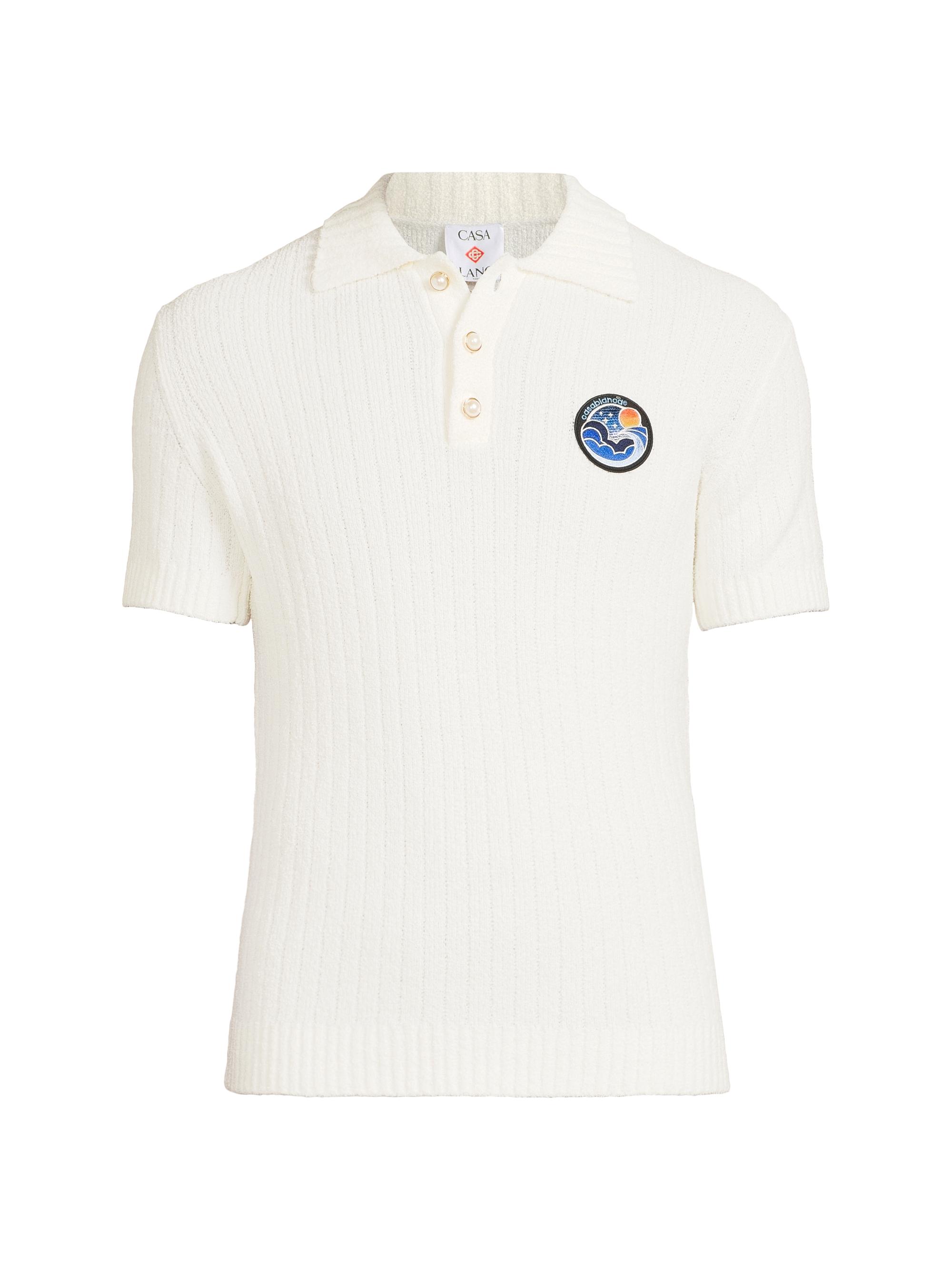 Casablanca Men's Boucle Polo Shirt - White