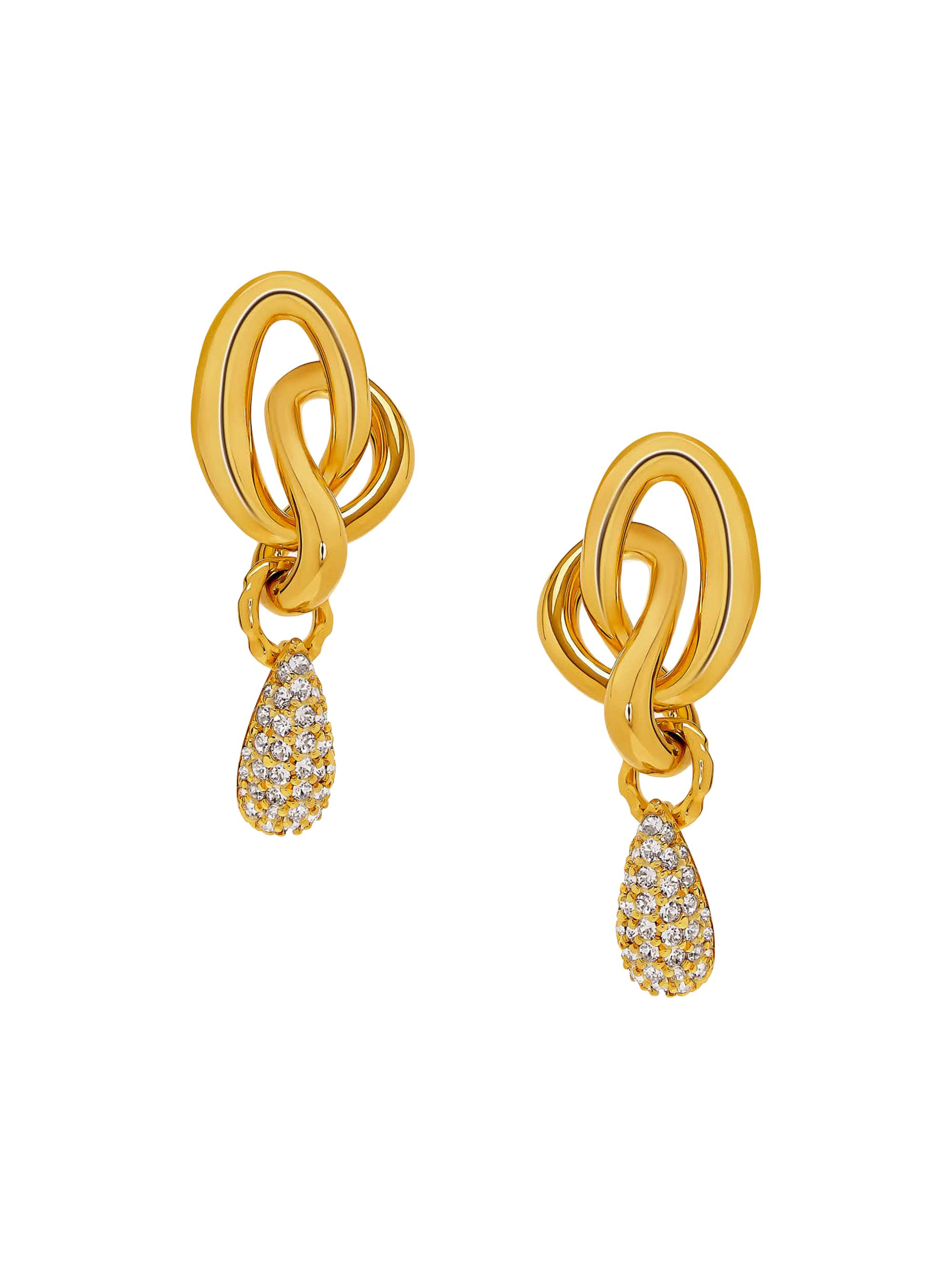 Oscar de la Renta Women's Twisted Knot 24K-Gold-Plated & Glass Crystal Drop Earrings - Gold