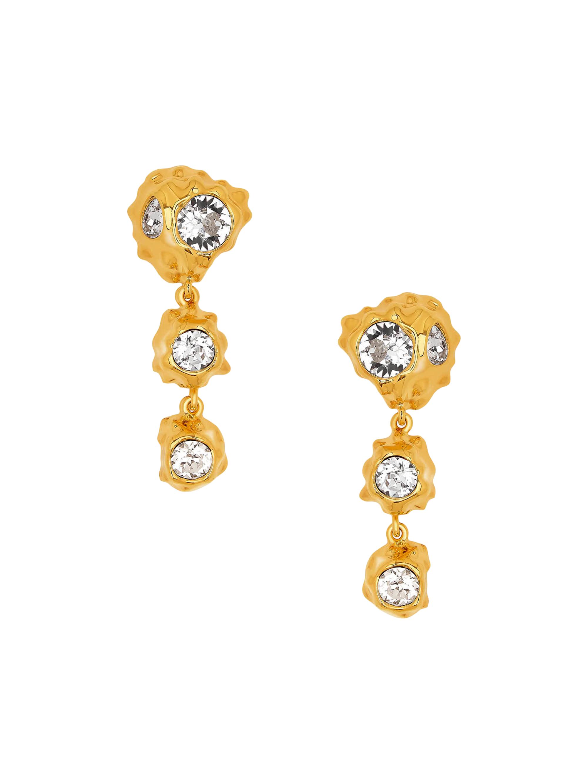 Oscar de la Renta Women's Textured Scramble 24K-Gold-Plated & Glass Crystal Drop Earrings - Crystal