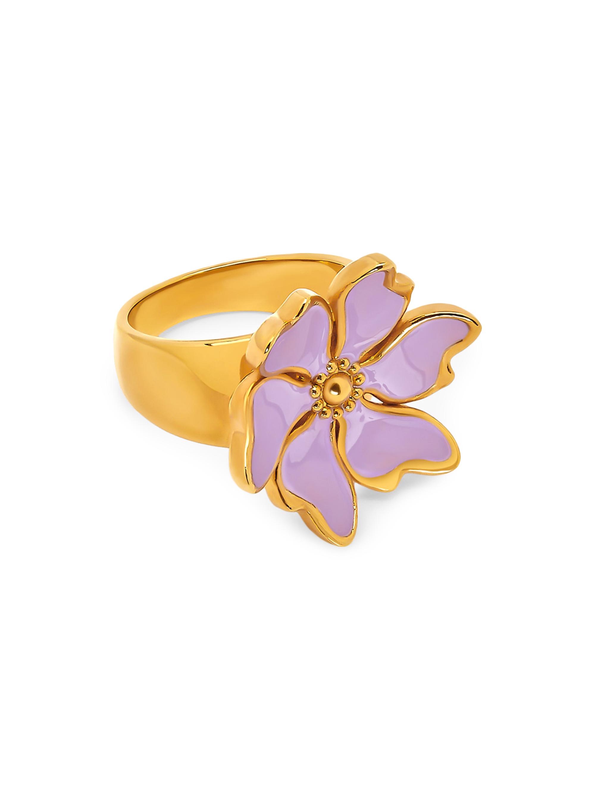 Oscar de la Renta Women's Cherry Blossom 24K-Gold-Plated & Enamel Ring - Lavender