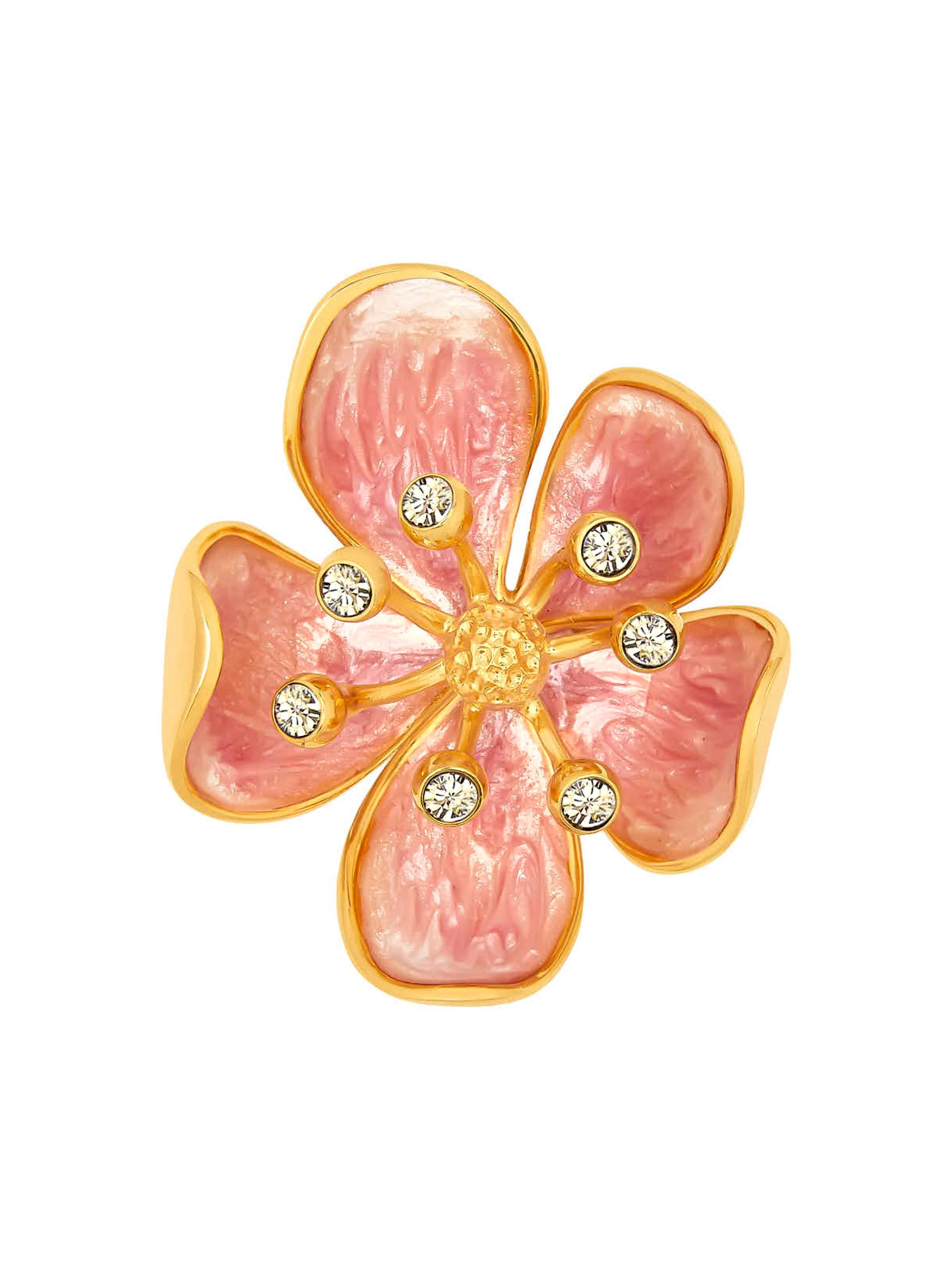 Oscar de la Renta Women's Cherry Blossom 24K-Gold-Plated, Glass Crystal & Enamel Brooch - Rose