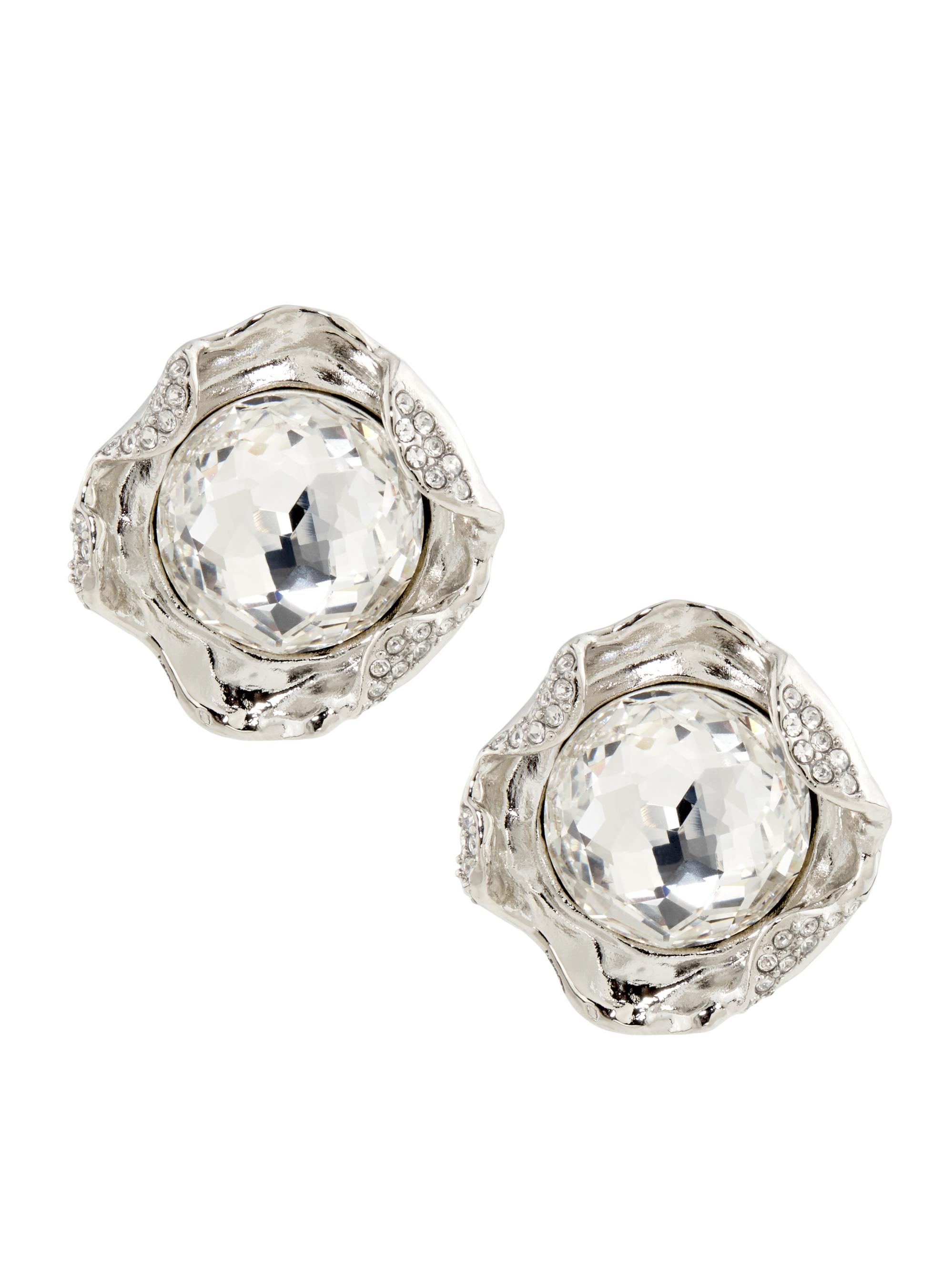 Oscar de la Renta Women's Silvertone & Glass Crystal Stud Earrings - Crystal