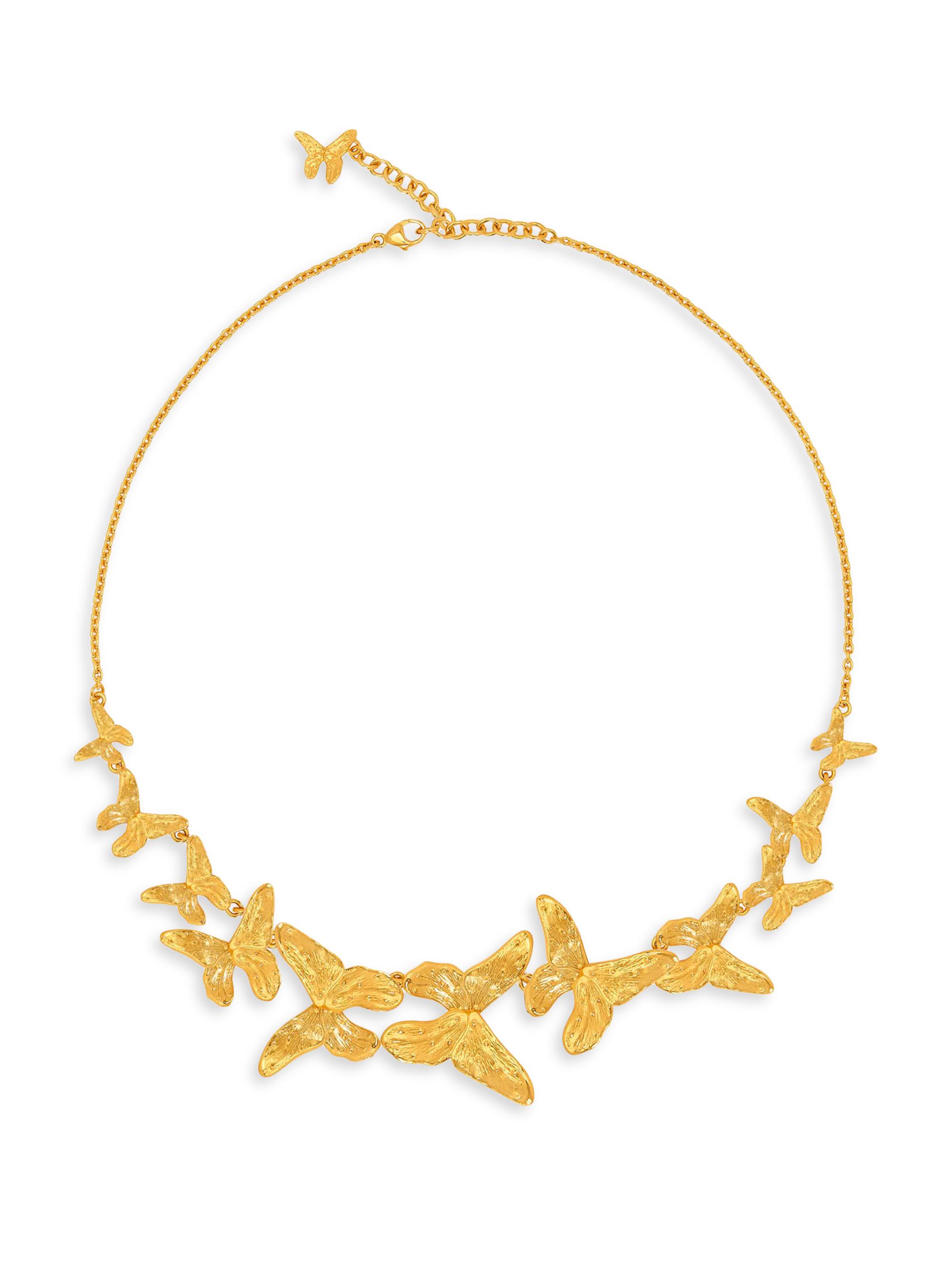 Oscar de la Renta Women's Multi Butterfly 24K-Gold-Plated Necklace - Gold