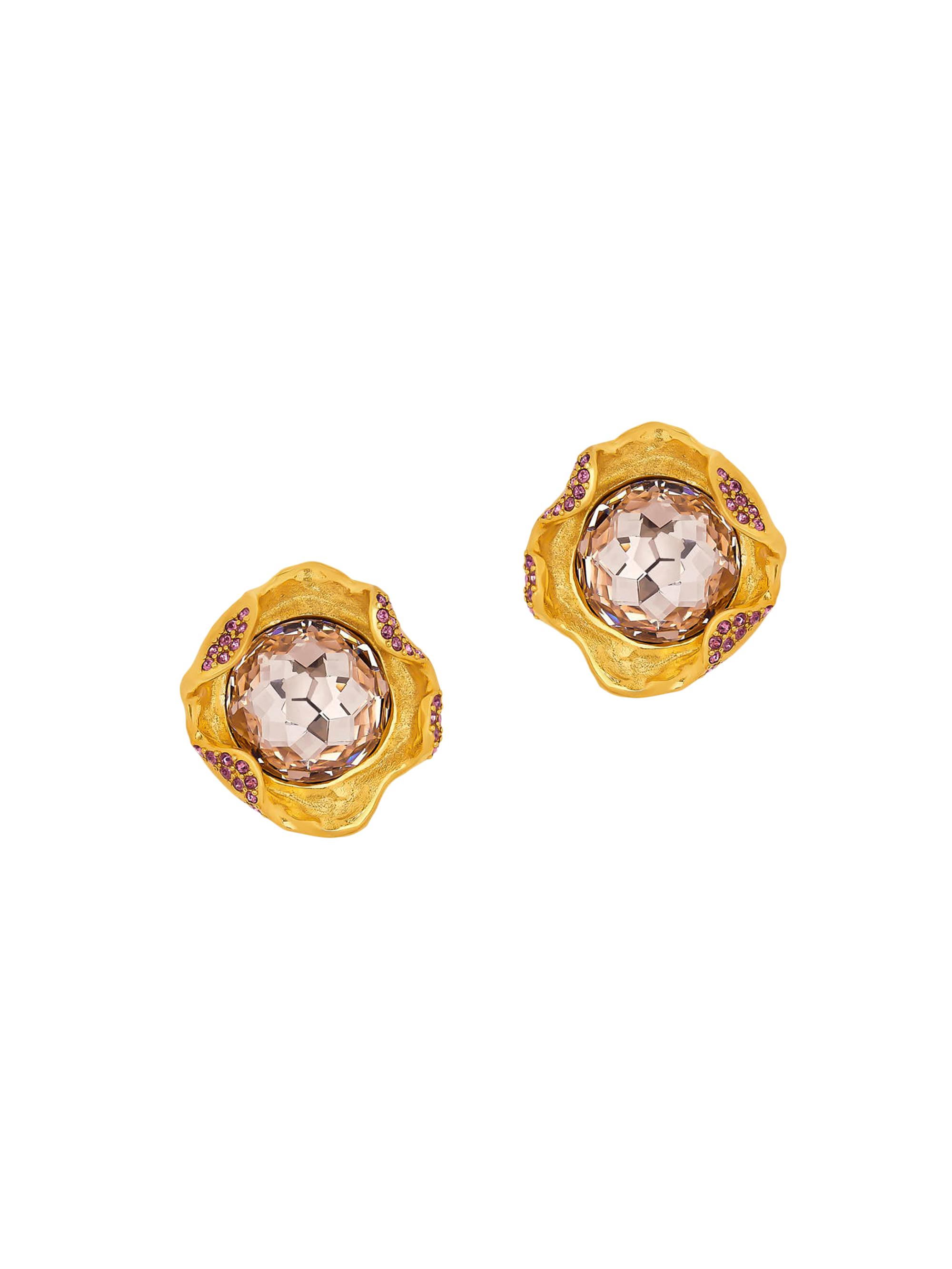 Oscar de la Renta Women's Nest 24K-Gold-Plated & Glass Crystal Stud Earrings - Rose