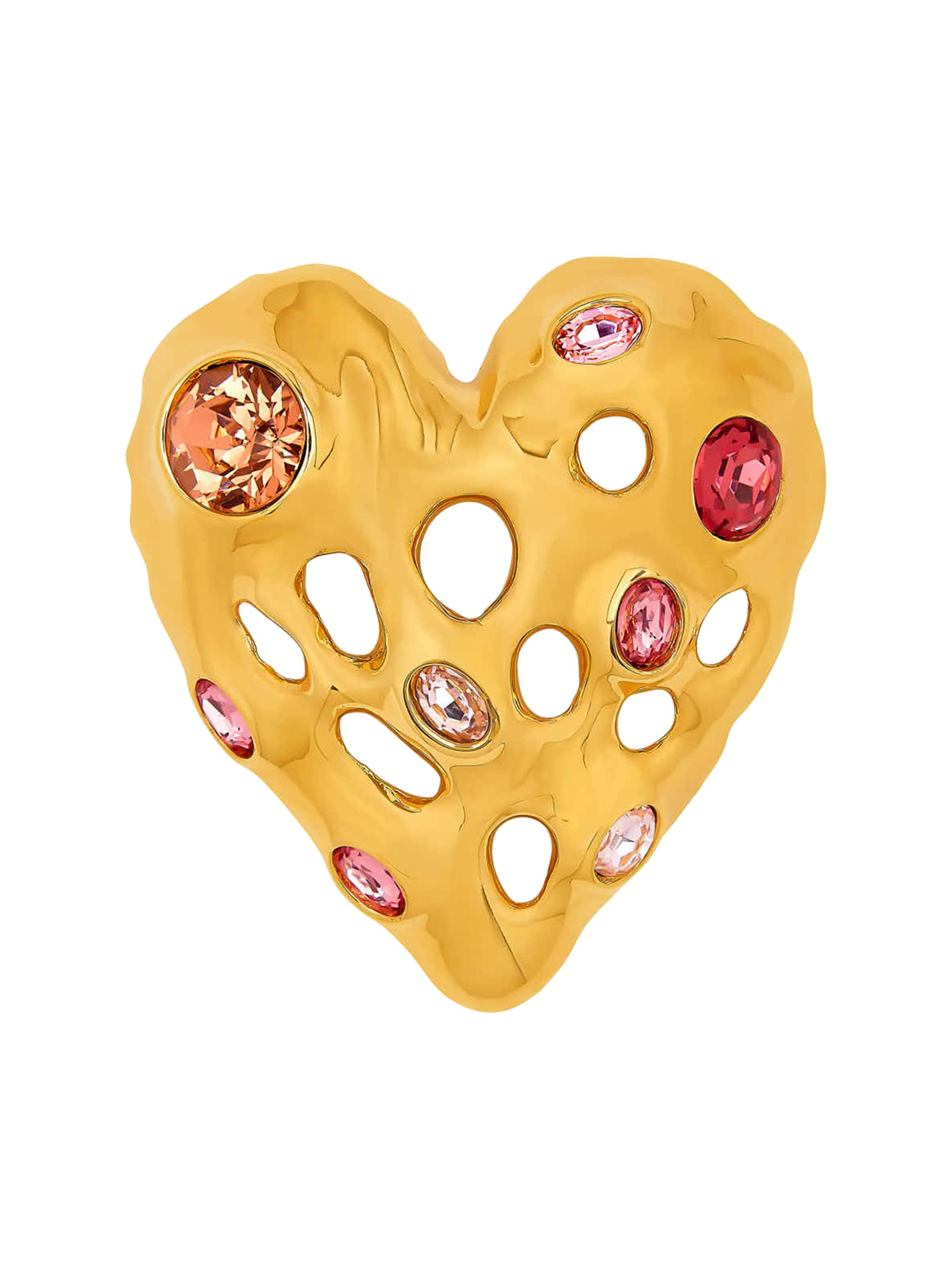 Oscar de la Renta Women's Textured Scramble 24K-Gold-Plated & Glass Crystal Brooch - Rose Multi