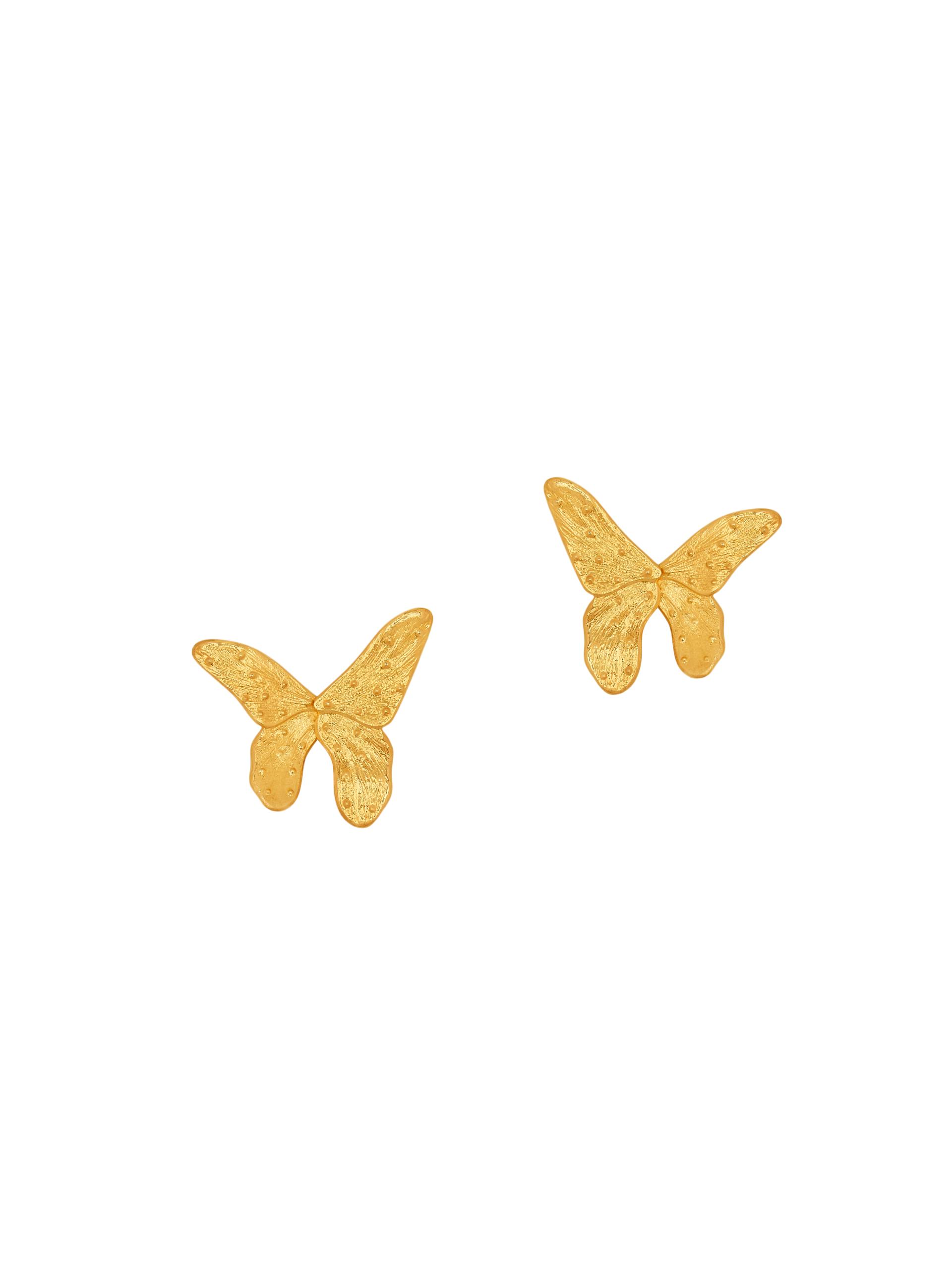 Oscar de la Renta Women's Butterfly 24K-Gold-Plated Stud Earrings - Gold