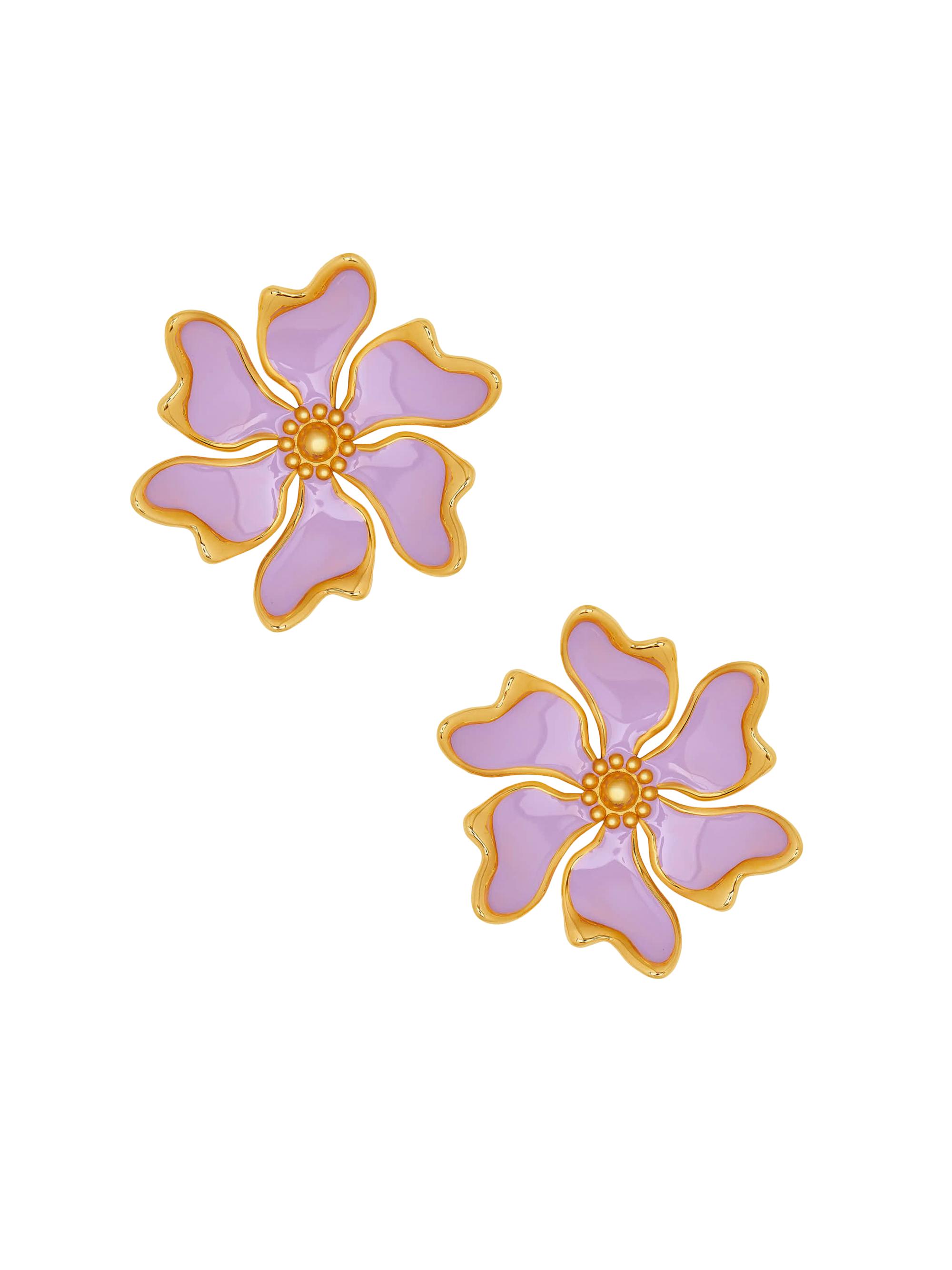 Oscar de la Renta Women's  Cherry Blossom 24K-Gold-Plated & Enamel Stud Earrings - Lavender