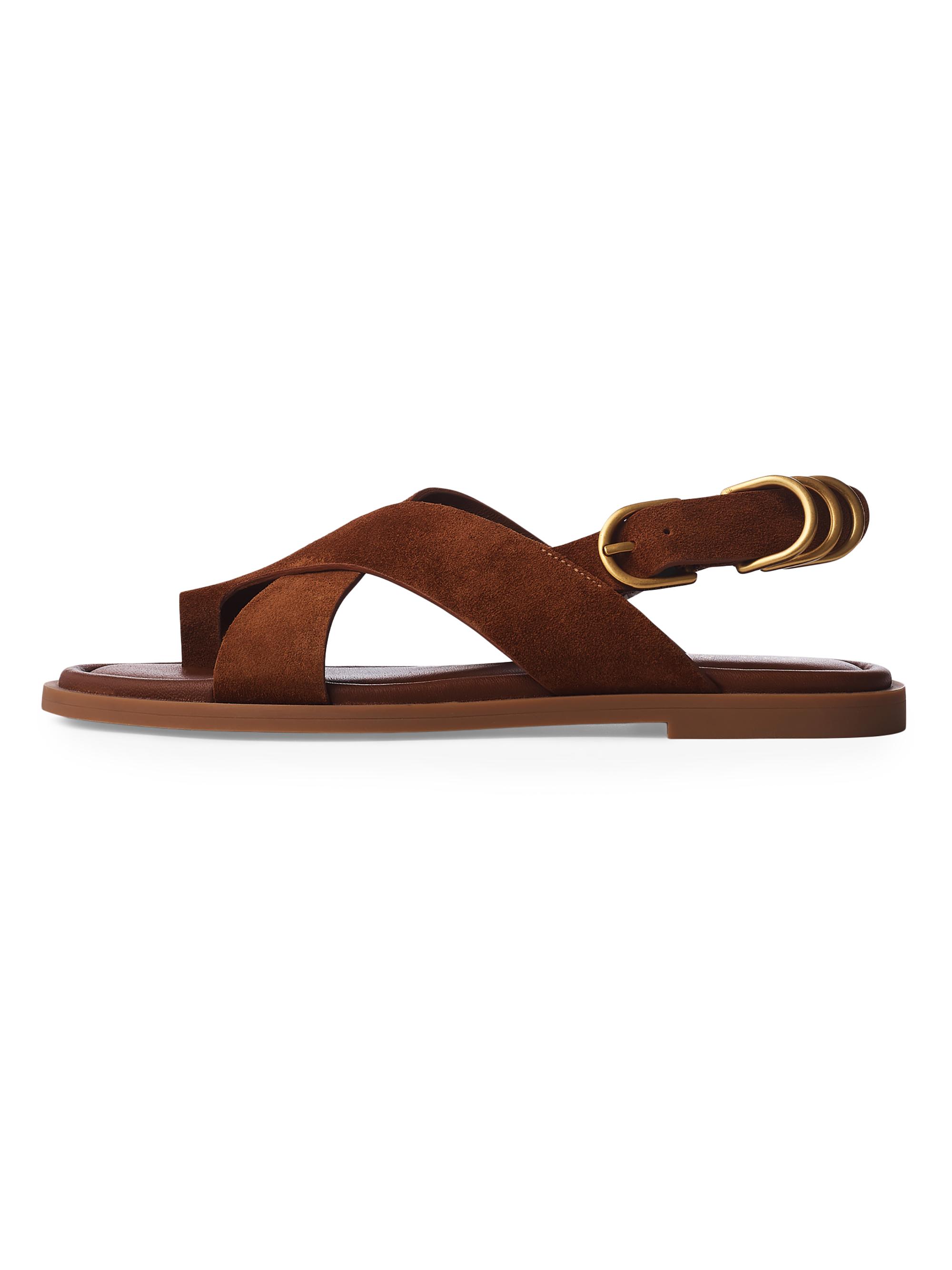 rag & bone Women's Gia Suede Toe-Loop Sandals - Umber Suede