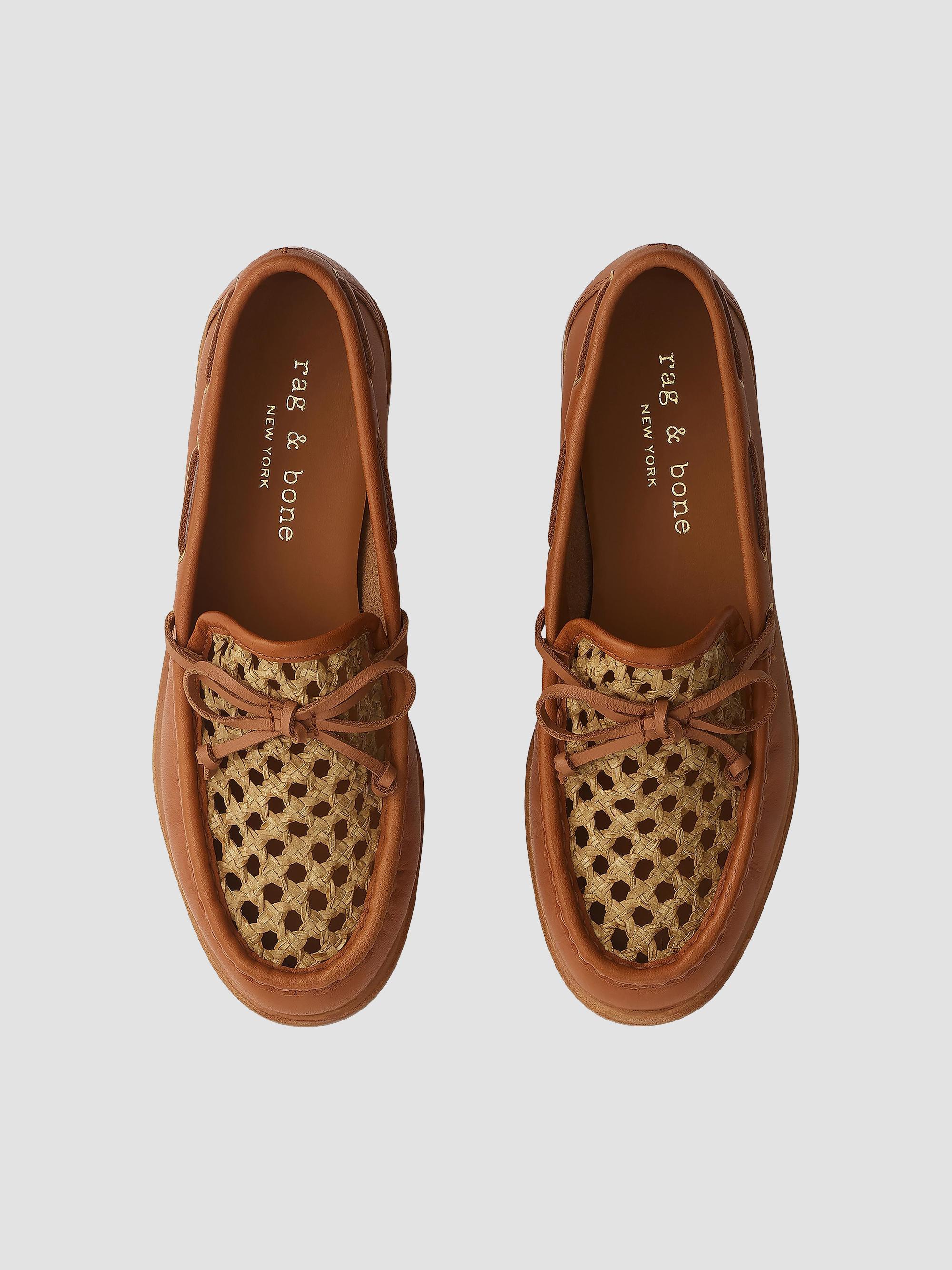 rag & bone Carter Woven-Trim Leather Boat Shoes | Saks Fifth  display picture 1
