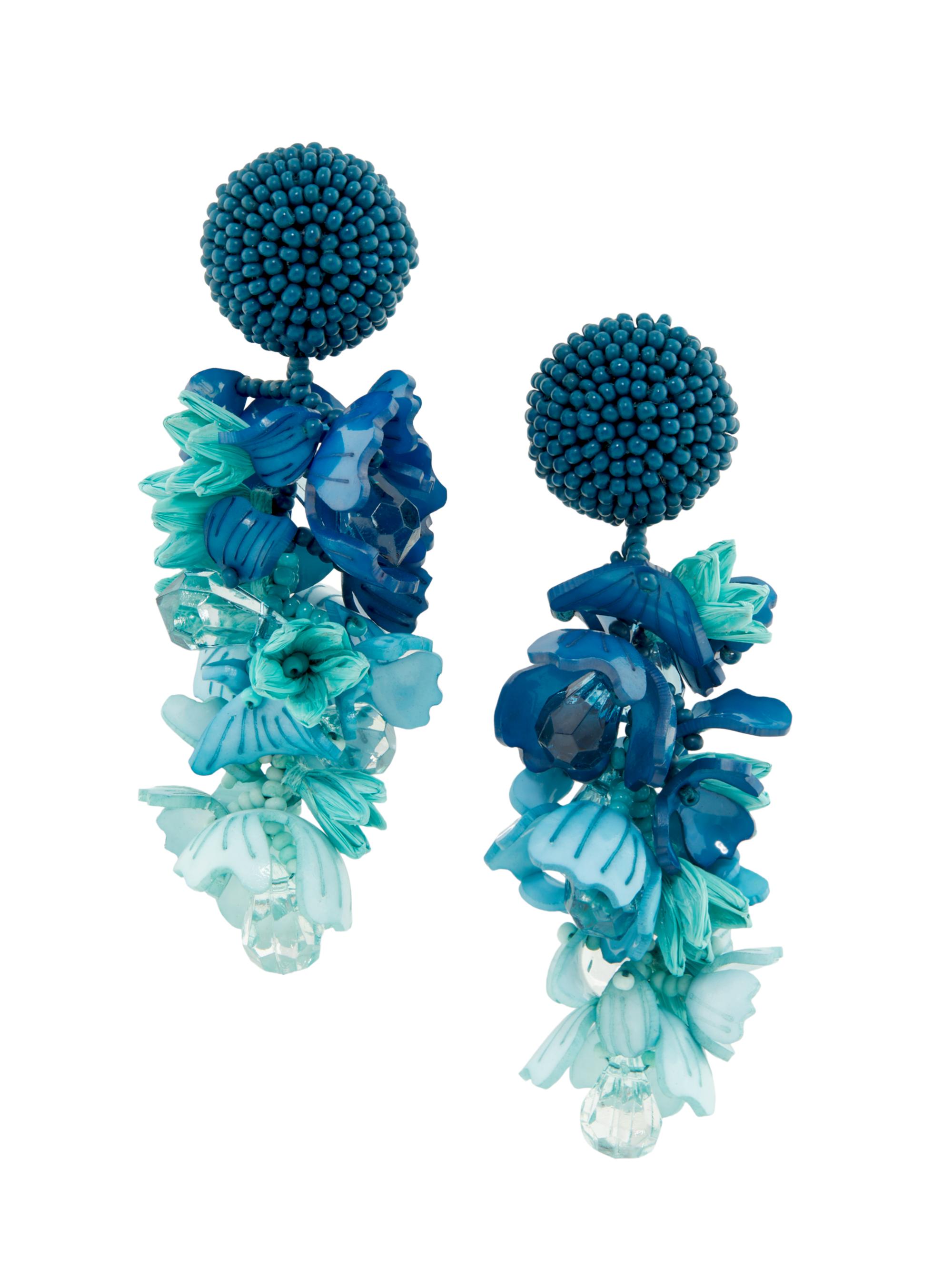 Oscar de la Renta Women's 24K-Gold-Plated, Acrylic, Glass Bead & Raffia Drop Earrings - Blue Multi