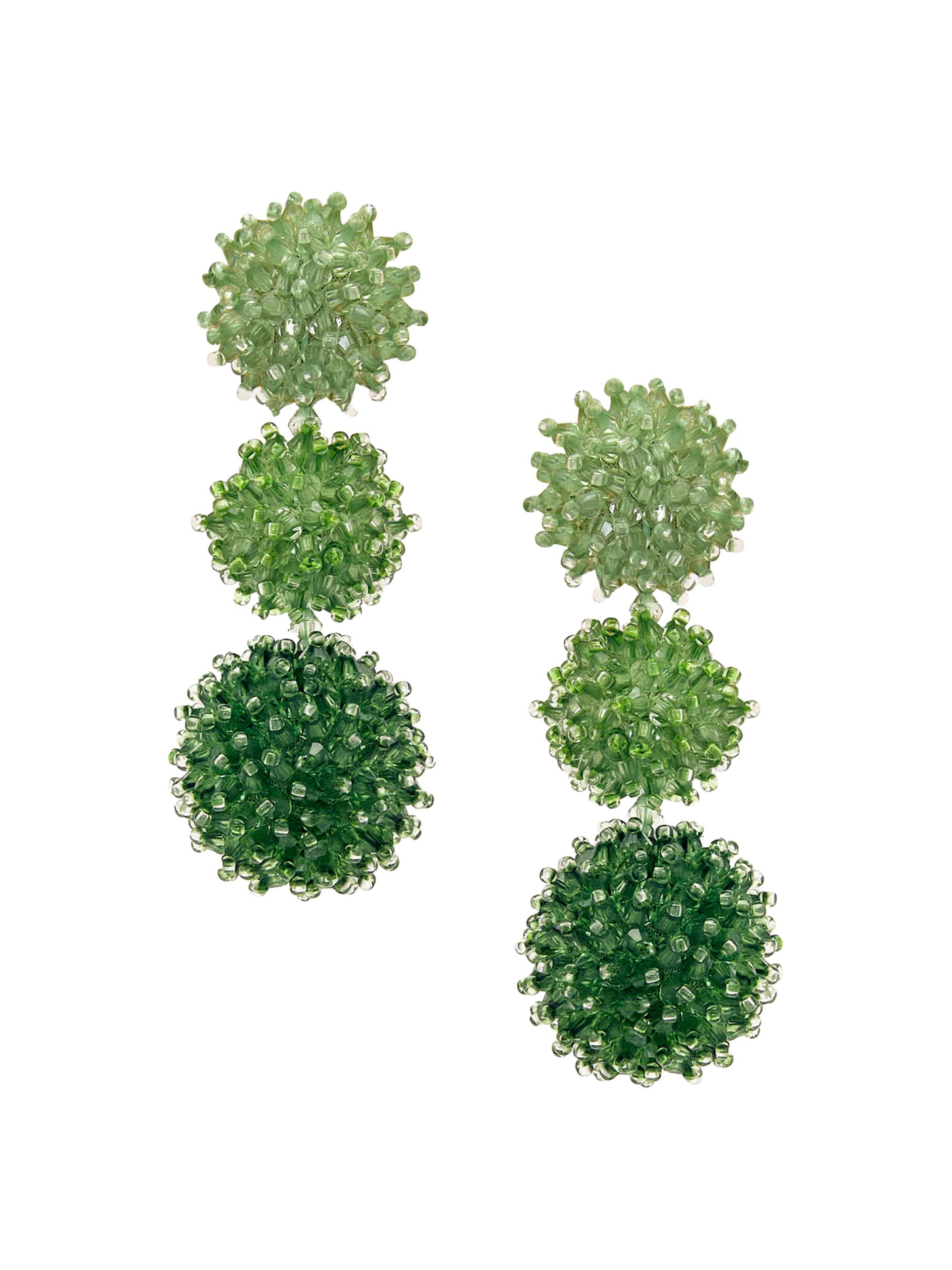 Oscar de la Renta Women's Pompom 24K-Gold-Plated & Glass Bead Drop Earrings - Green Multi