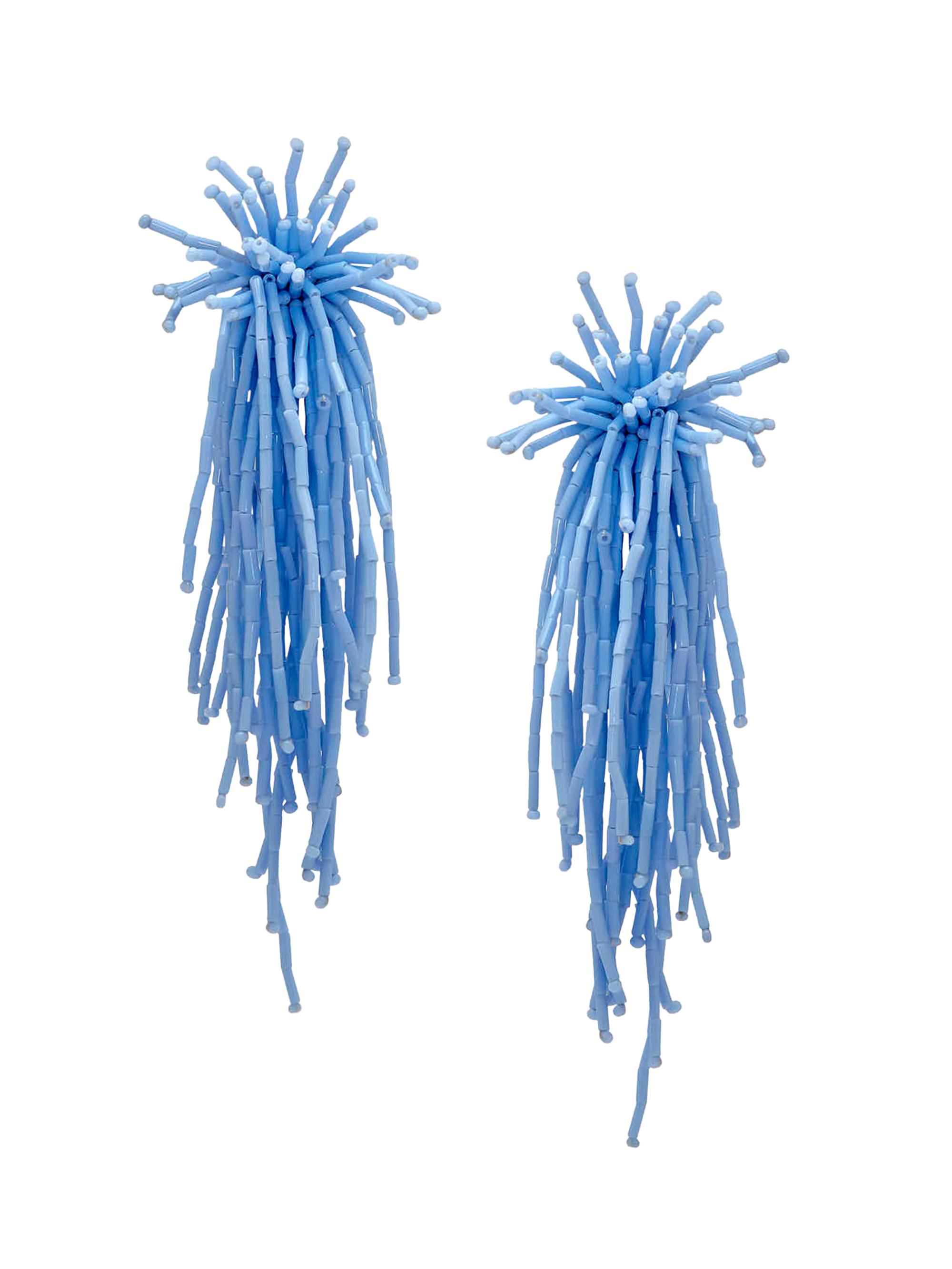 Oscar de la Renta Women's Firework Tassel Glass Bead Drop Earrings - Denim Blue