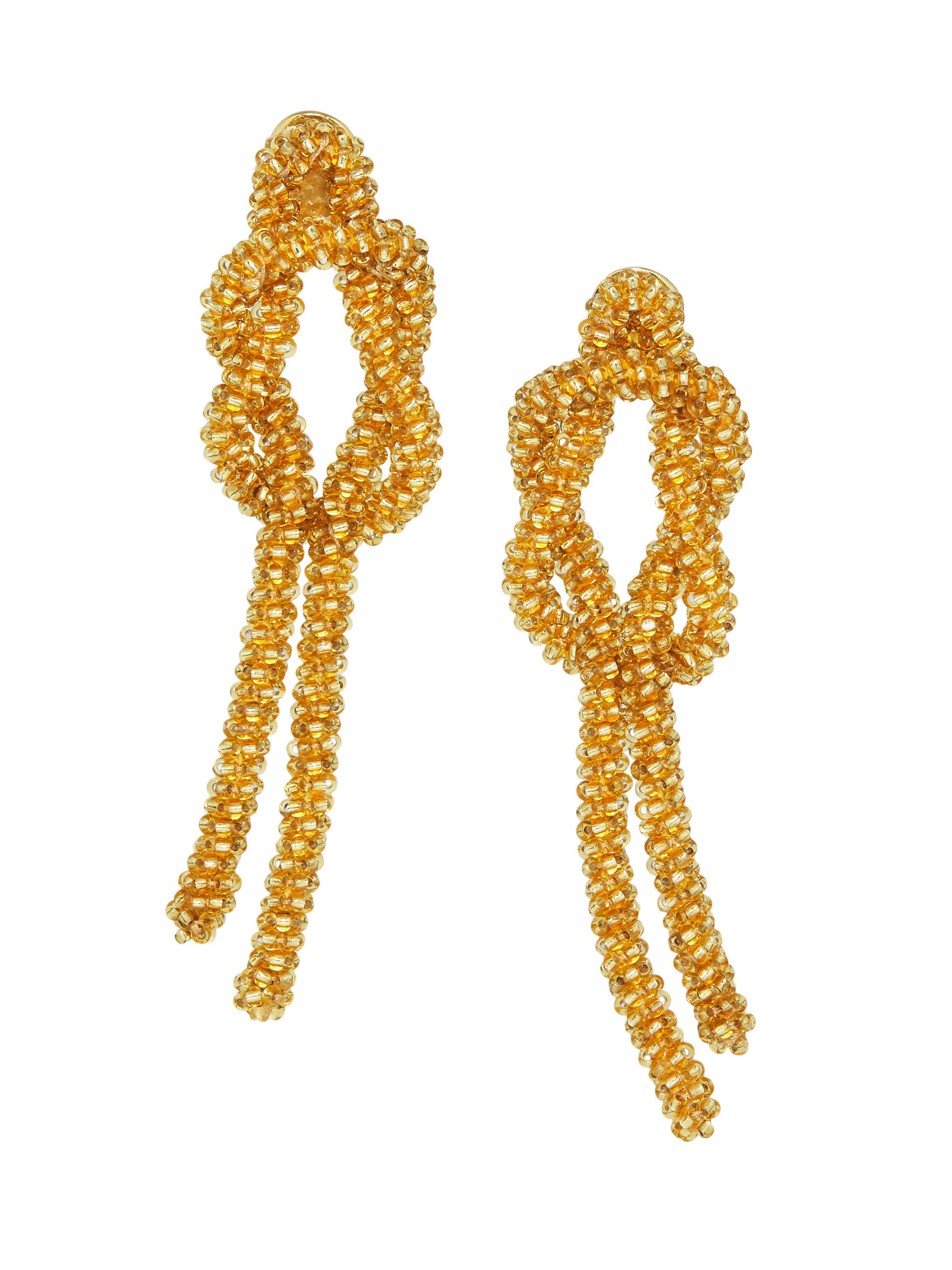 Oscar de la Renta Women's 24K-Gold-Plated & Mixed-Media Beaded Knot Earrings - Gold