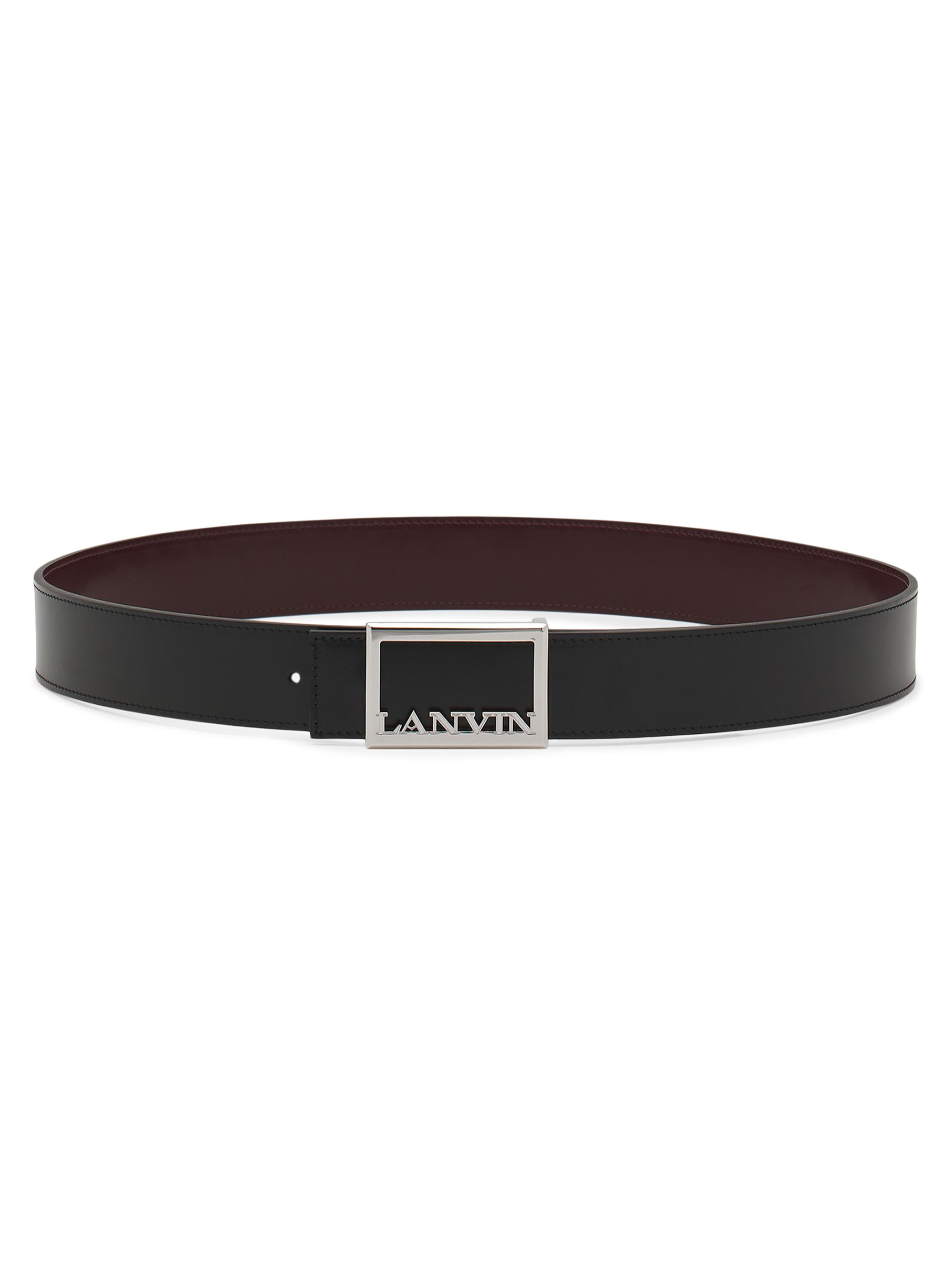 Lanvin Men's Signature Reversible Leather Belt - Black Brown
