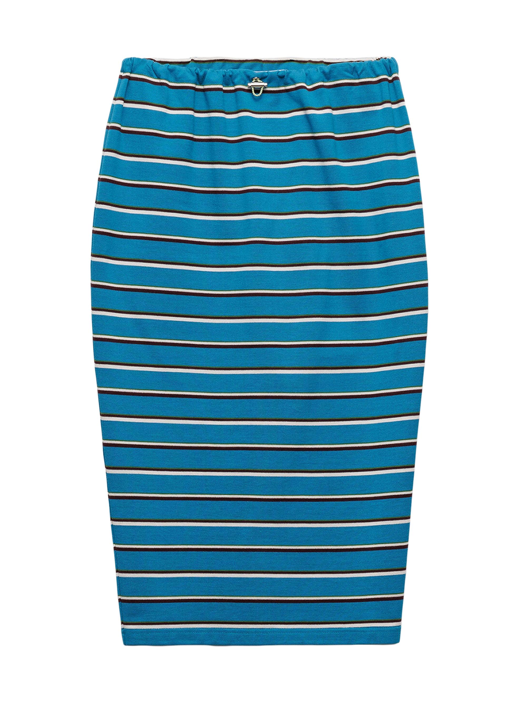Prada Women's Striped Piqué Skirt - Blue