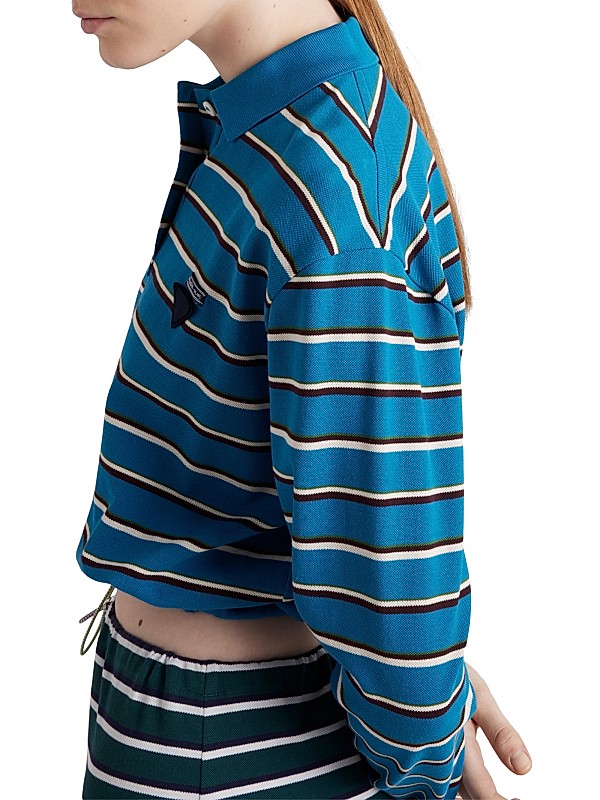 Shop Prada Striped Piqué Polo Shirt | Saks Fifth Avenue Shop Prada Striped Piqué Polo Shirt | Saks Fifth Avenue