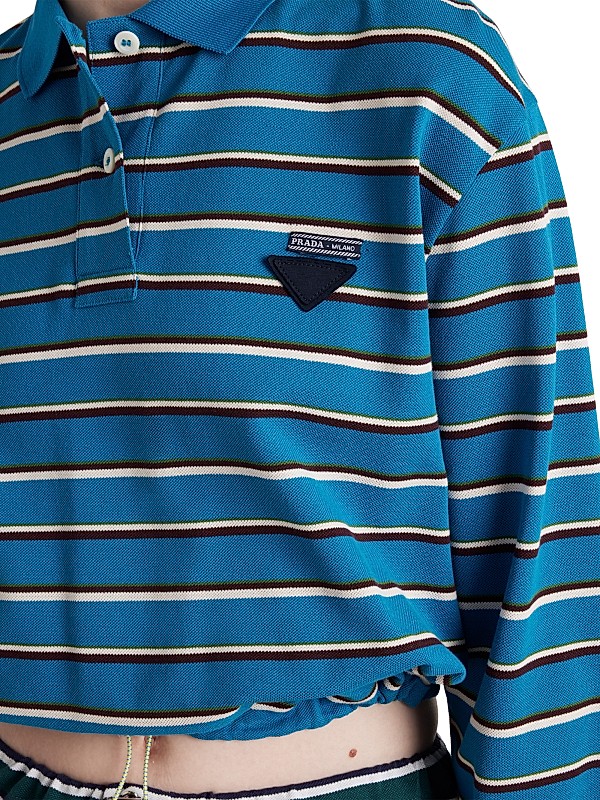 Shop Prada Striped Piqué Polo Shirt | Saks Fifth Avenue Shop Prada Striped Piqué Polo Shirt | Saks Fifth Avenue