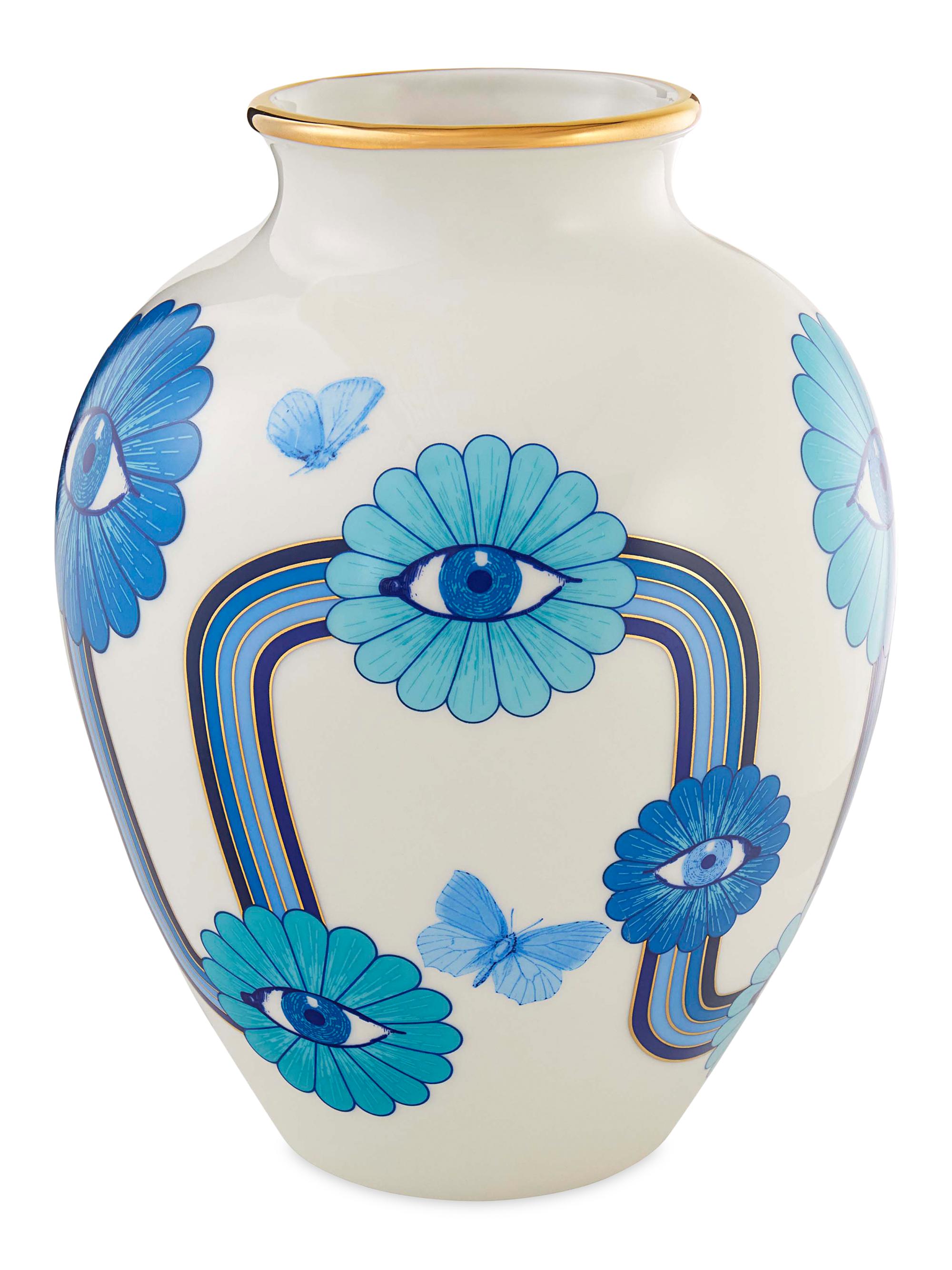 Jonathan Adler Druggist Urn Vase - Blue White Gold