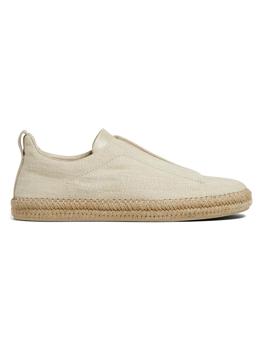 ZEGNA Viscose Linen and Leather Triple Stitch Sneakers | Saks