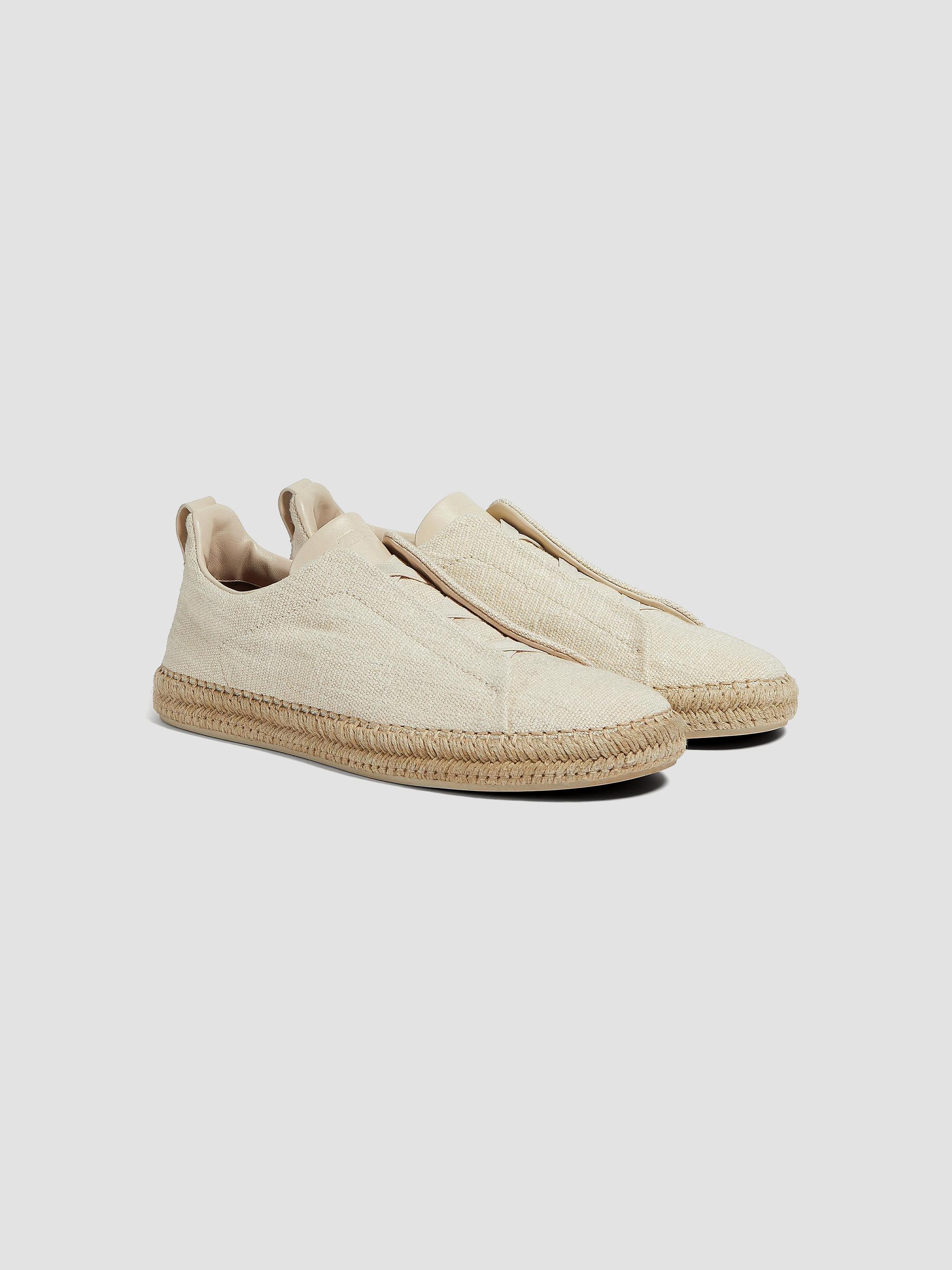 ZEGNA Viscose Linen and Leather Triple Stitch Sneakers | Saks